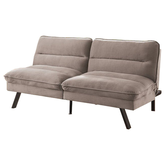 Fabric Futon Sofa with Split Back and Angled Legs, Gray By Benzara | Sofas | Modishstore