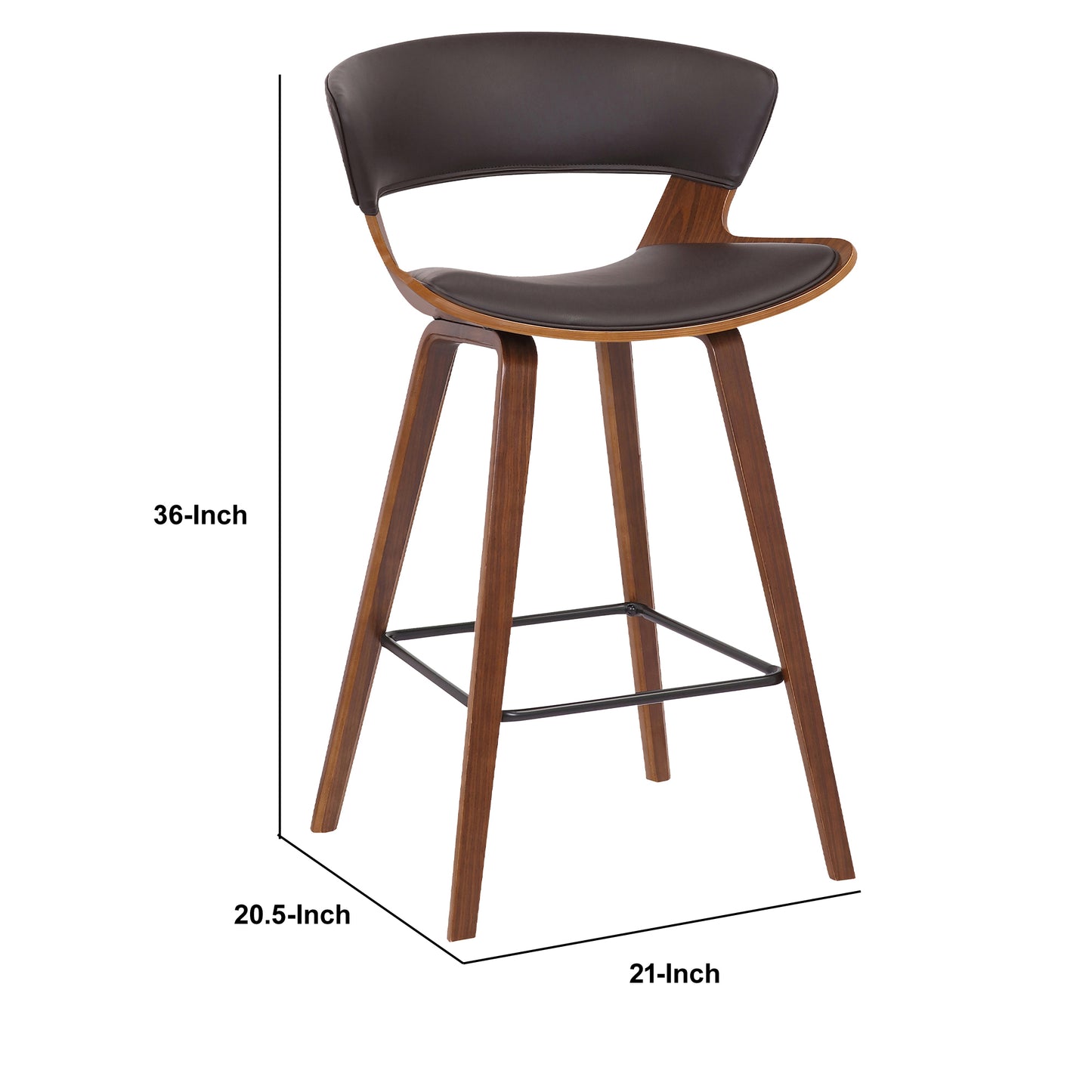 27 Inches Saddle Seat Leatherette Counter Stool, Brown By Benzara | Stools | Modishstore - 5