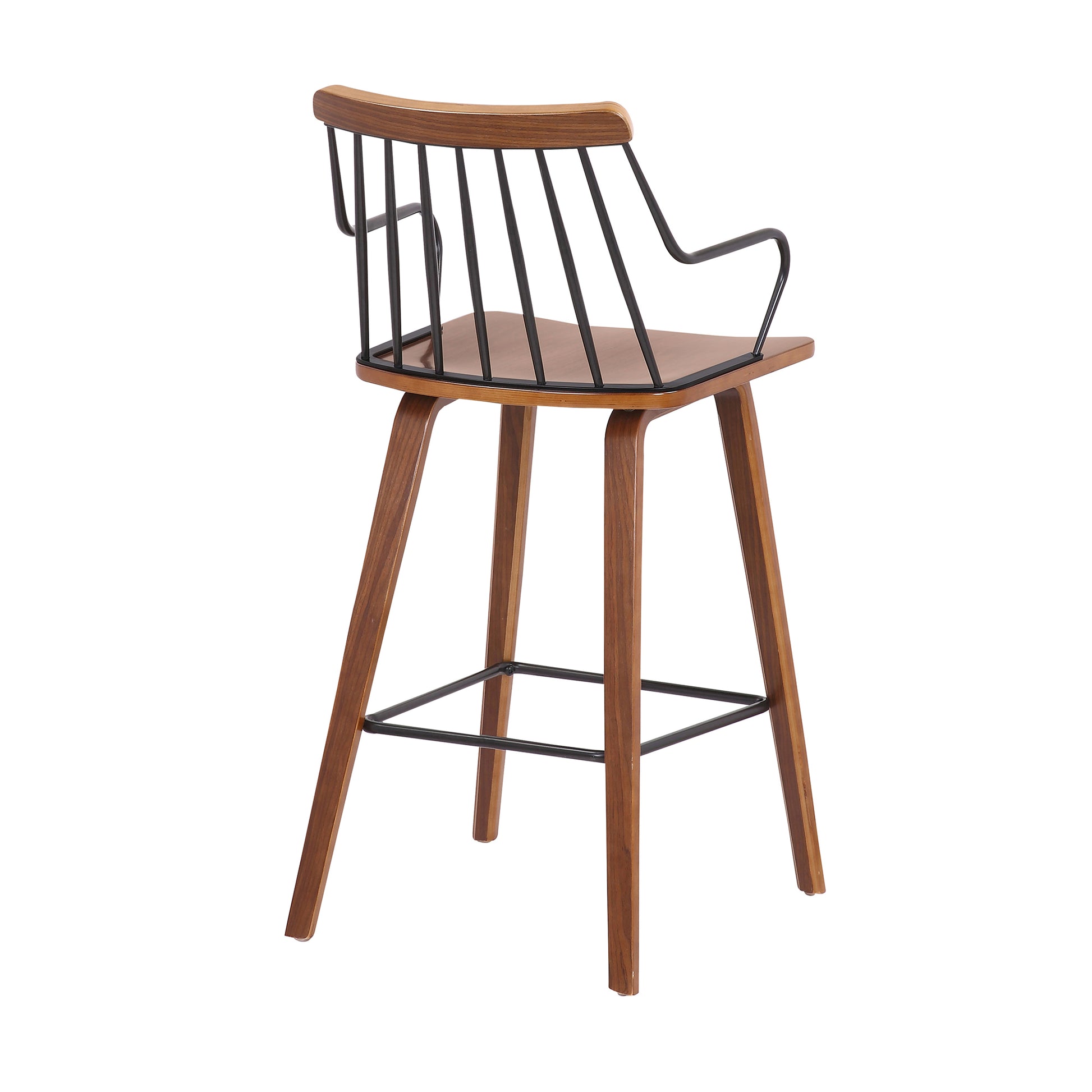 26 Inches Counter Height Barstool with Spindle Back, Brown and Black By Benzara | Bar Stools | Modishstore - 4