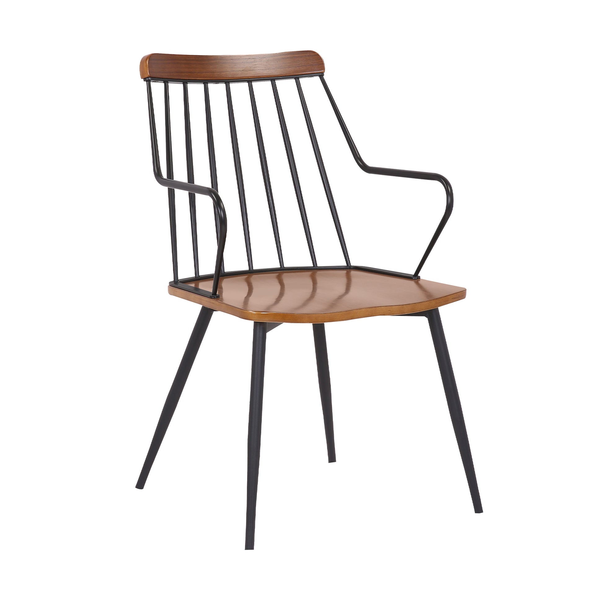 26 Inches Wooden Dining Chair with Windsor Back, Brown and Black By Benzara | Dining Chairs | Modishstore