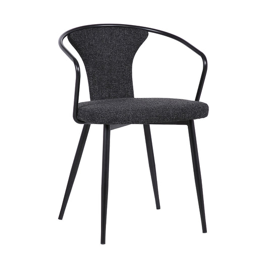 19 Inch Modern Fabric Dining Chair with Curved Back, Black By Benzara | Dining Chairs | Modishstore