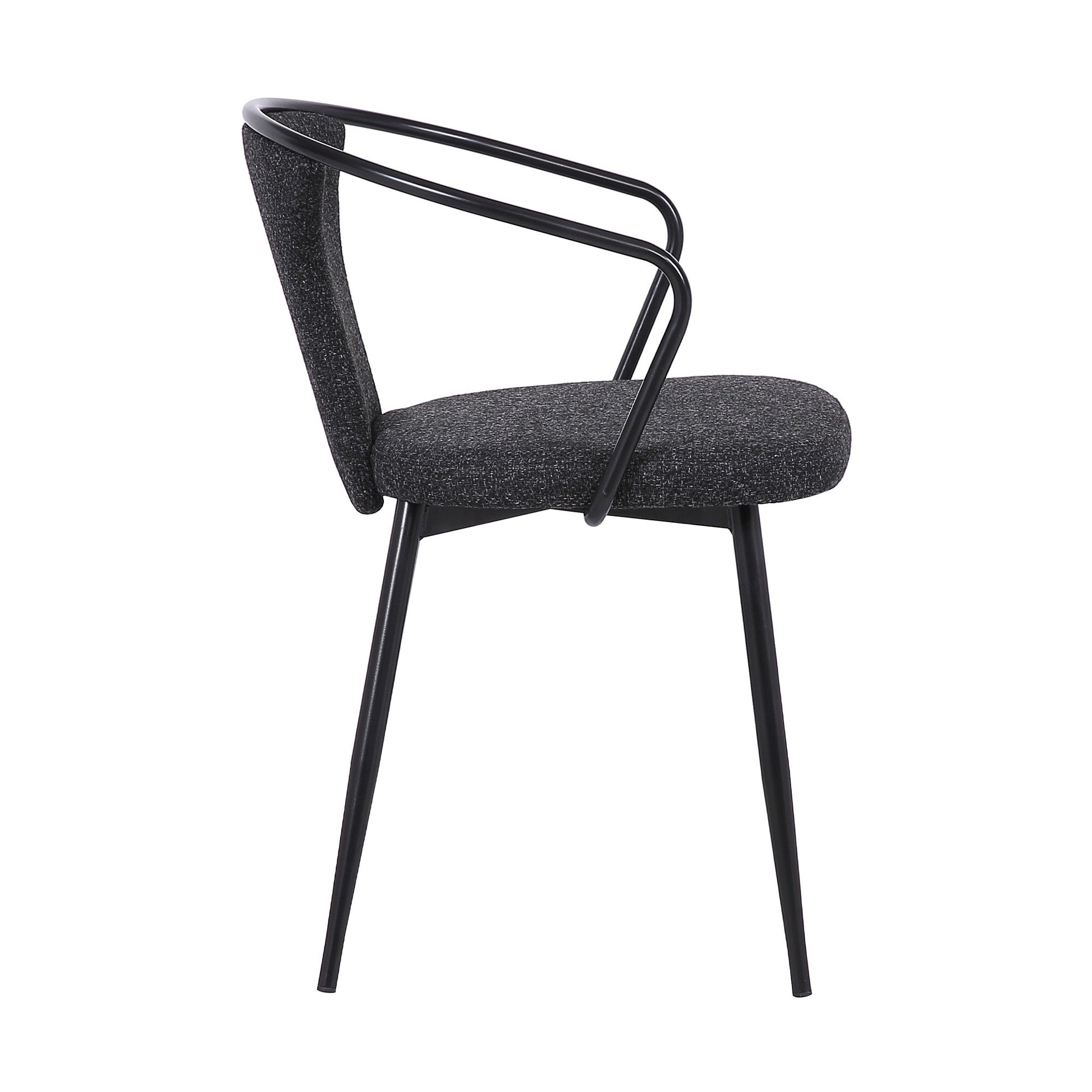 19 Inch Modern Fabric Dining Chair with Curved Back, Black By Benzara | Dining Chairs | Modishstore - 3