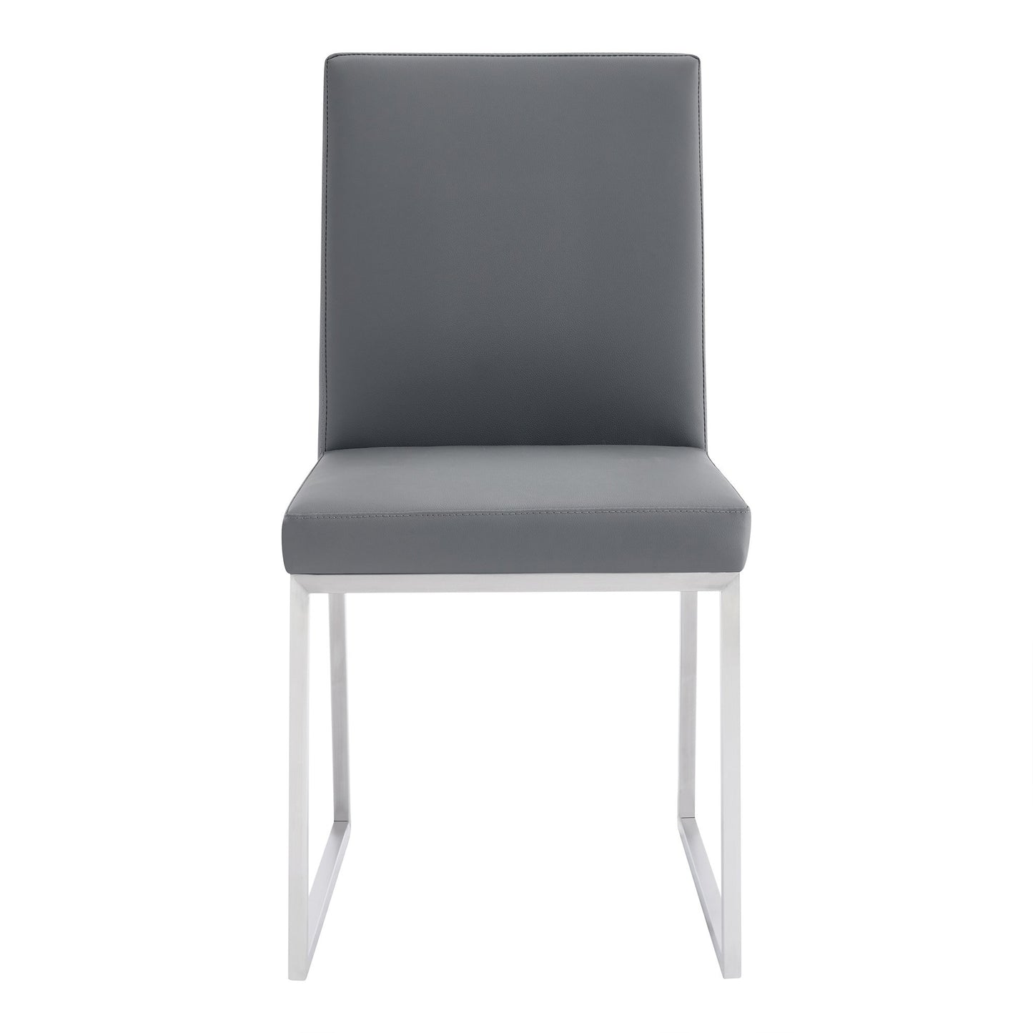 20 Inches Leatherette Metal Frame Dining Chair, Set of 2, Gray By Benzara | Dining Chairs | Modishstore - 3