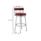 30 Inch Leatherette Counter Height Barstool, Silver and Red By Benzara | Bar Stools | Modishstore - 3