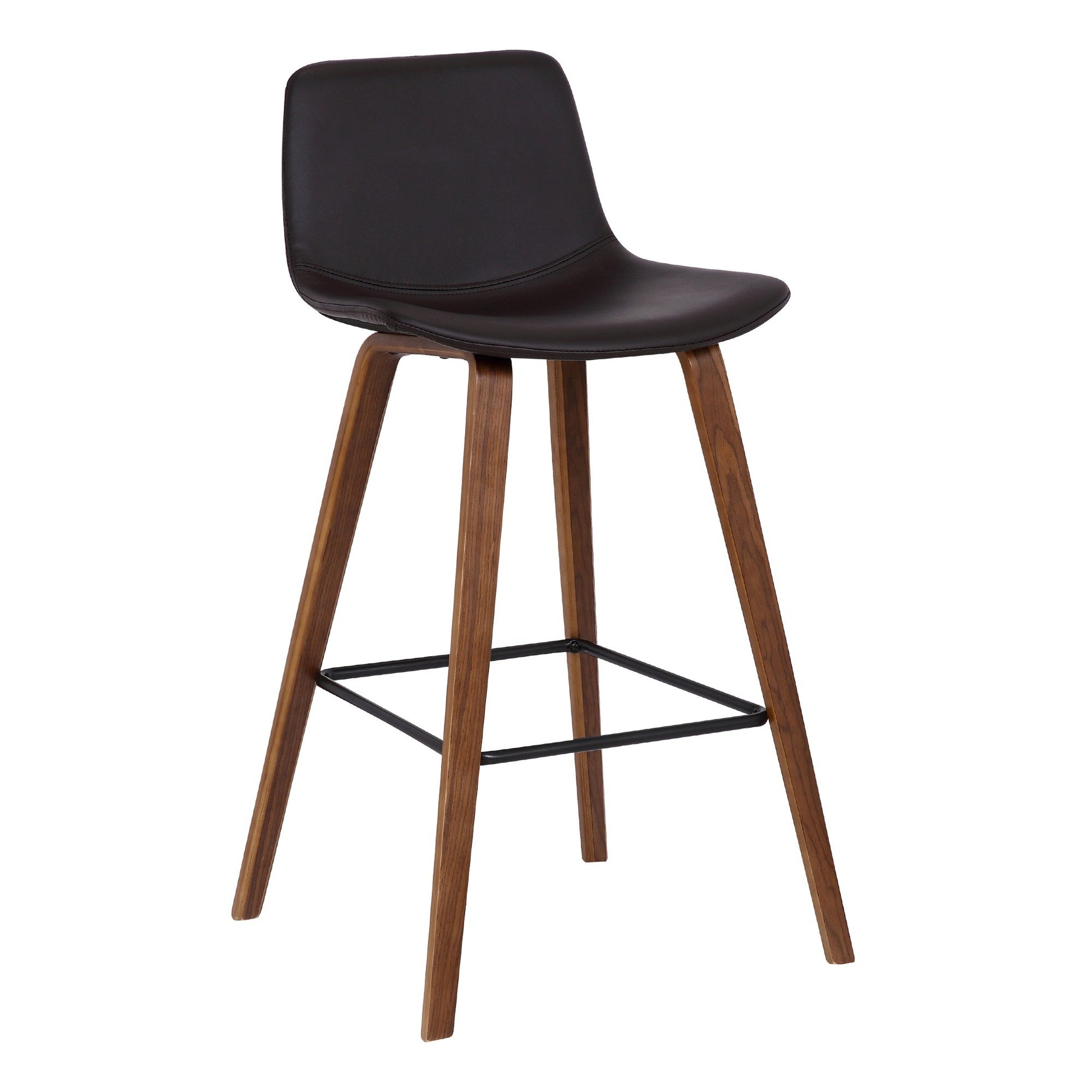 35 Inch Wooden Barstool with Leatherette Seat, Brown By Benzara | Bar Stools | Modishstore