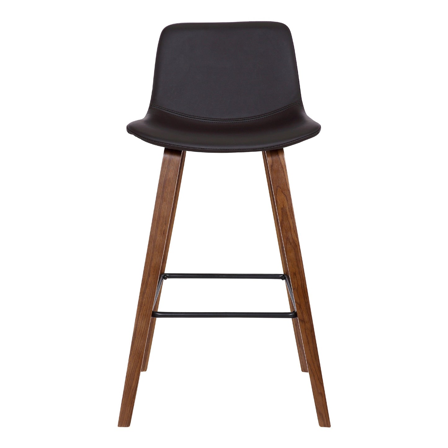 35 Inch Wooden Barstool with Leatherette Seat, Brown By Benzara | Bar Stools | Modishstore - 2