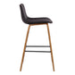 35 Inch Wooden Barstool with Leatherette Seat, Brown By Benzara | Bar Stools | Modishstore - 3