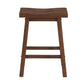 Saddle Design Wooden Counter Stool with Grain Details, Brown By Benzara | Stools | Modishstore - 3