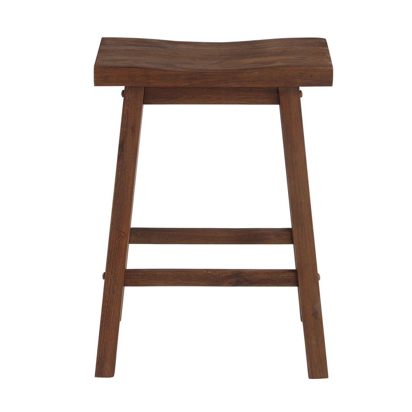 Saddle Design Wooden Counter Stool with Grain Details, Brown By Benzara | Stools | Modishstore - 3