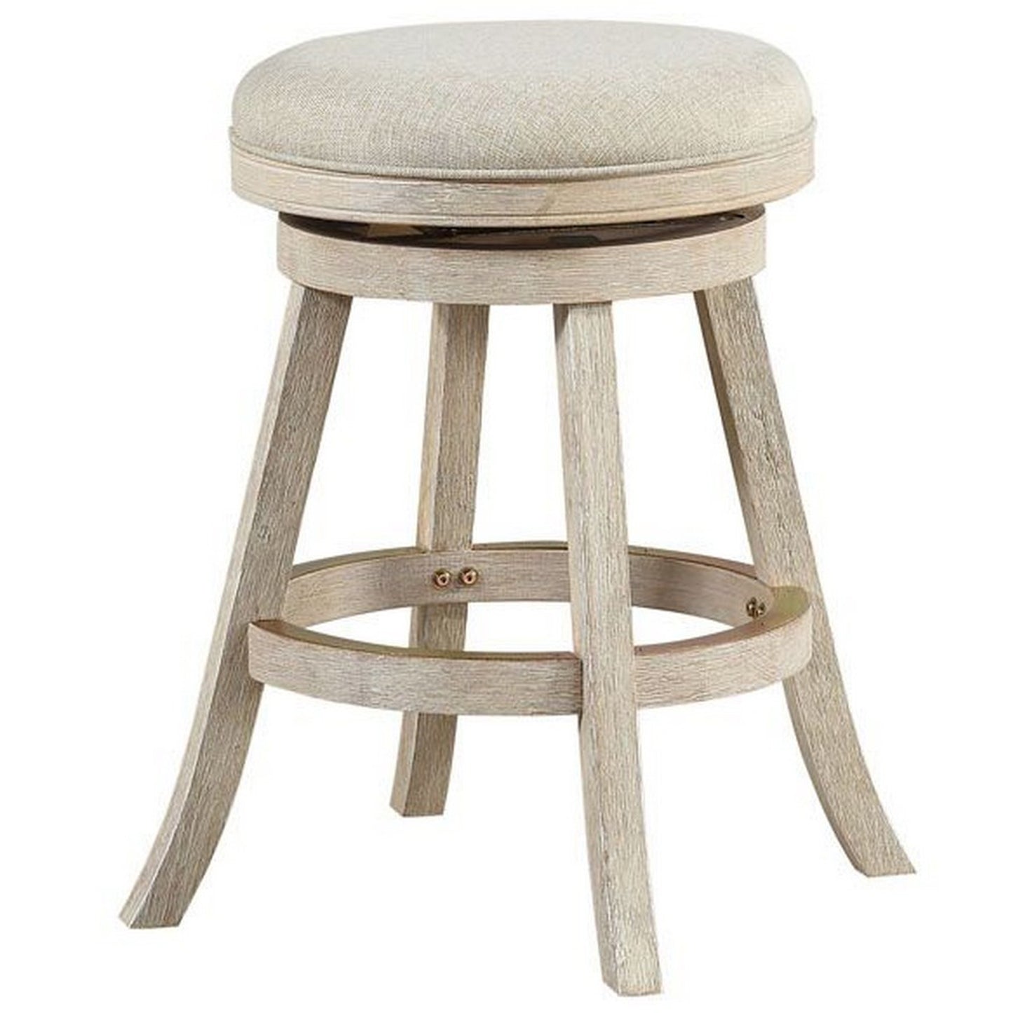 Wooden Swivel Counter Stool with Round Fabric Seat, Gray By Benzara | Stools | Modishstore - 2