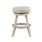 Wooden Swivel Counter Stool with Round Fabric Seat, Gray By Benzara | Stools | Modishstore - 3