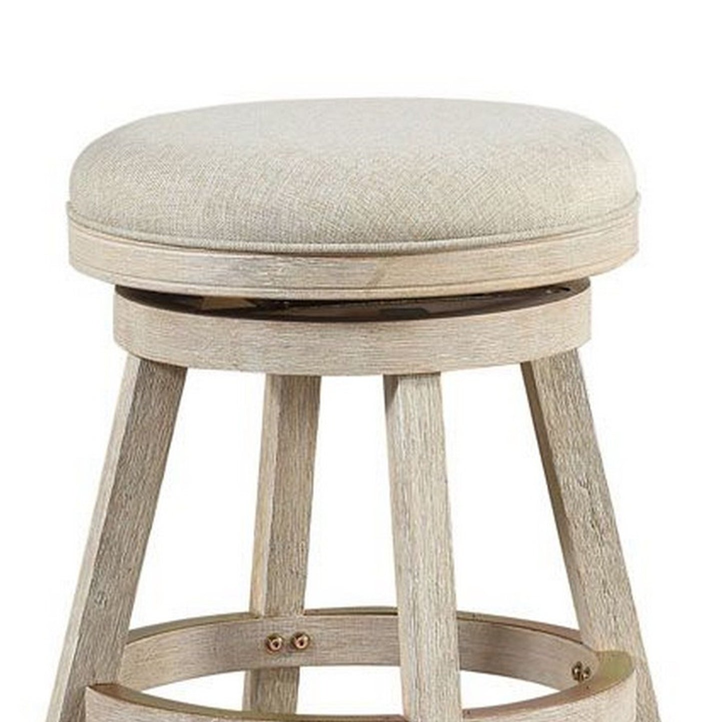 Wooden Swivel Counter Stool with Round Fabric Seat, Gray By Benzara | Stools | Modishstore - 6