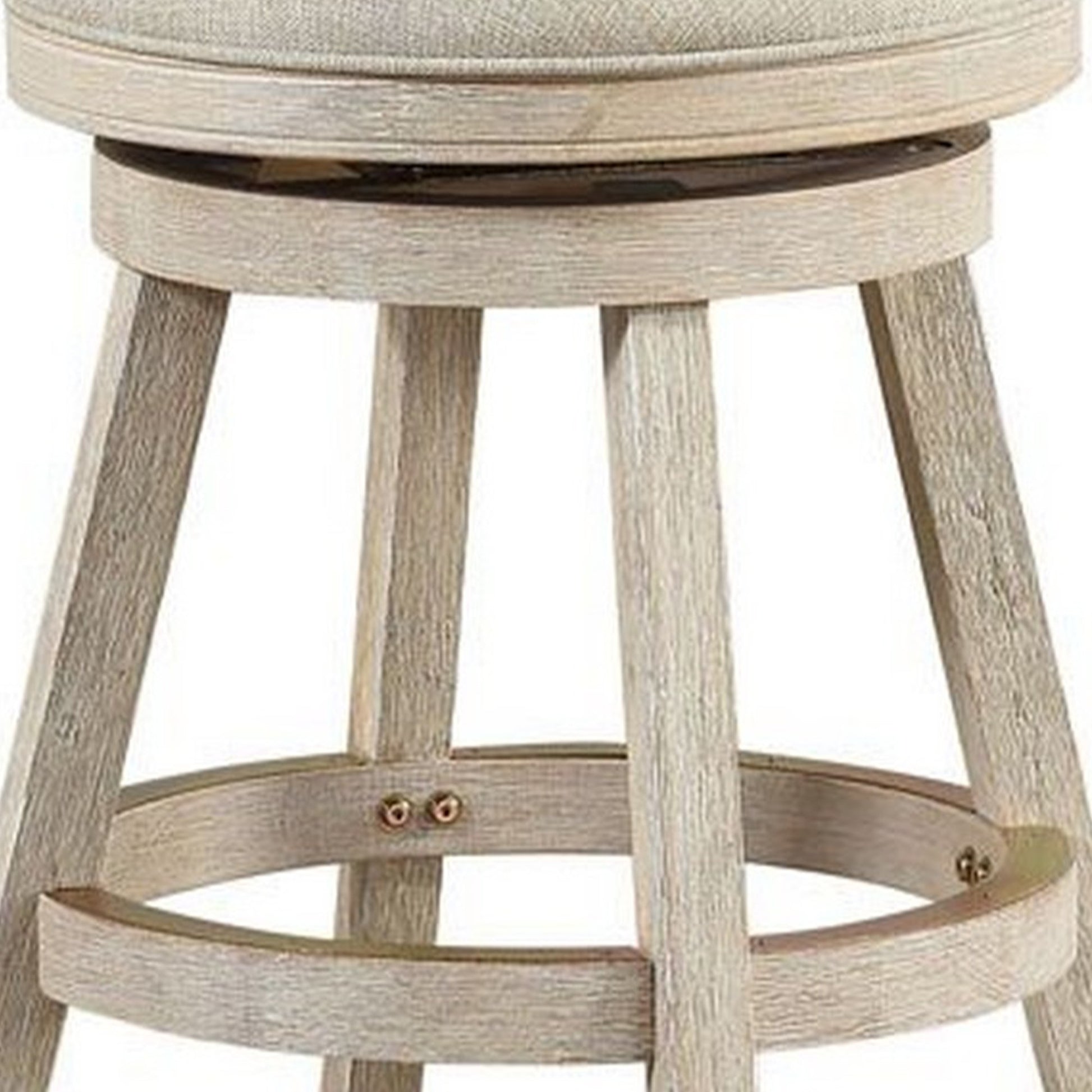 Wooden Swivel Counter Stool with Round Fabric Seat, Gray By Benzara | Stools | Modishstore - 5