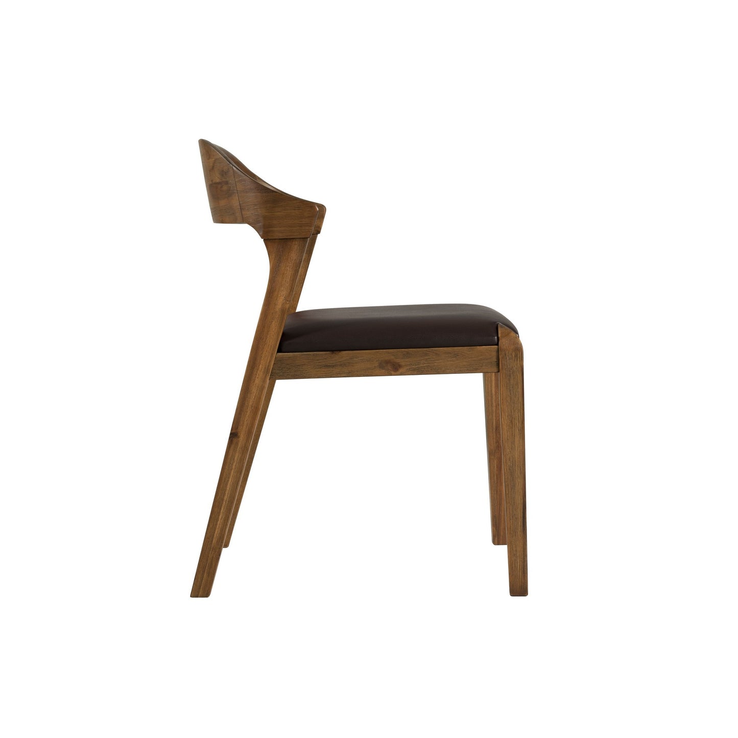 Curved Panel Back Dining Chair with Leatherette Seat, Brown By Benzara | Dining Chairs | Modishstore - 5