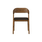 Curved Panel Back Dining Chair with Leatherette Seat, Brown By Benzara | Dining Chairs | Modishstore - 4