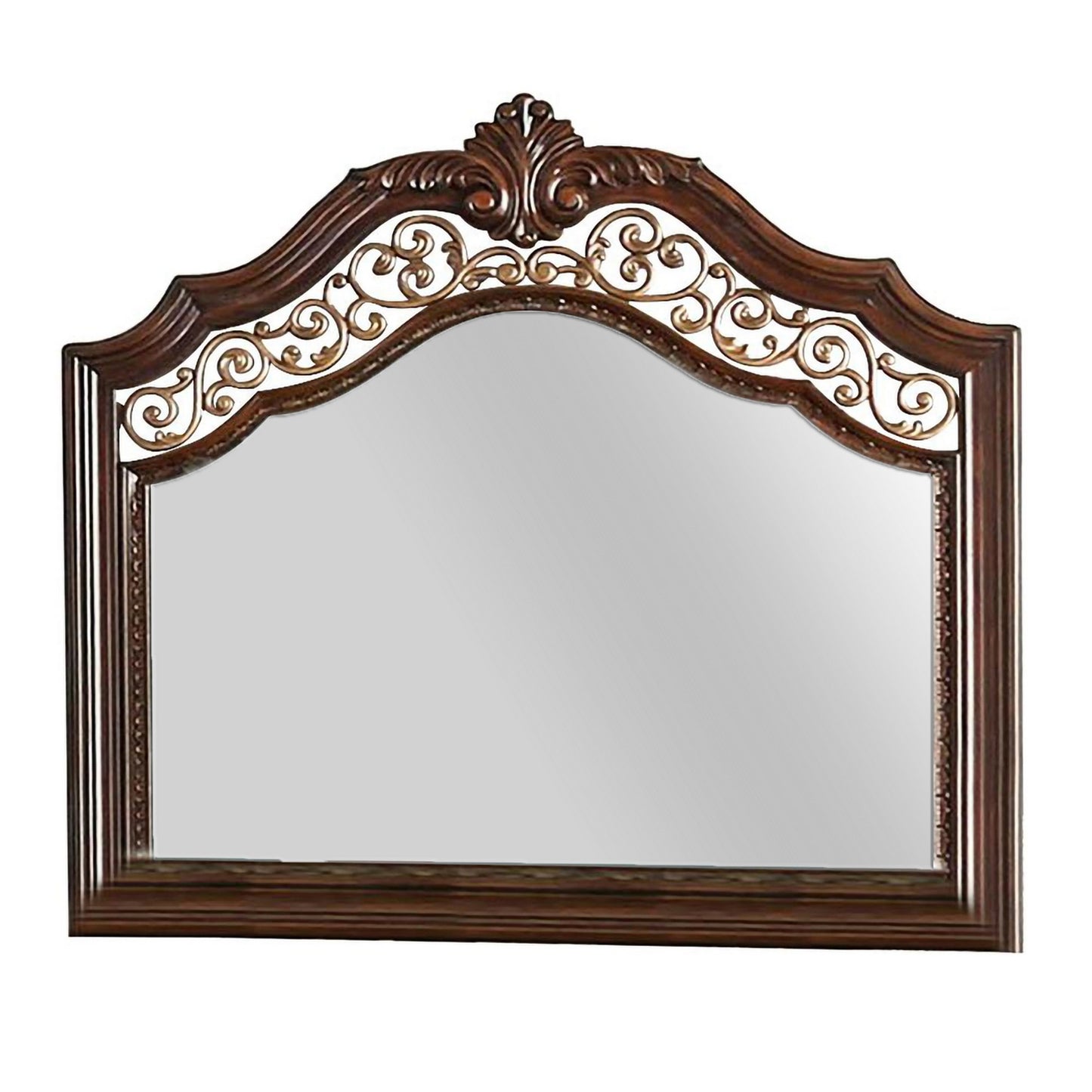 Molded Wooden Frame Mirror with Ornate Detailing, Brown By Casagear Home By Benzara | Mirrors | Modishstore