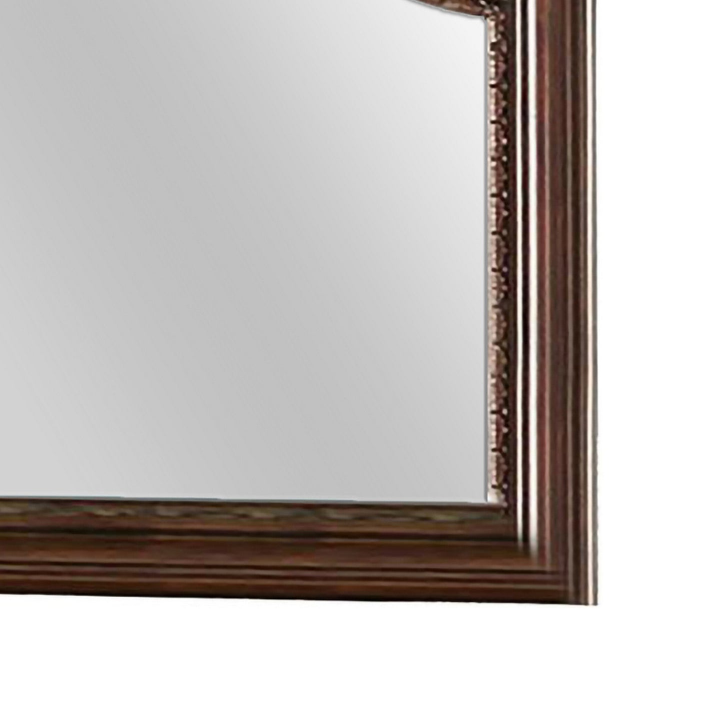 Molded Wooden Frame Mirror with Ornate Detailing, Brown By Casagear Home By Benzara | Mirrors | Modishstore - 4