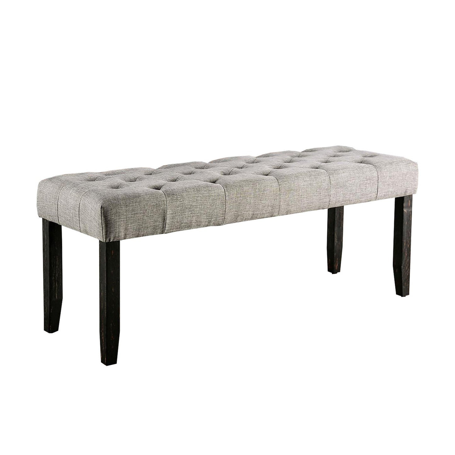 48 Inches Bench with Tufted Seat and Chamfered Legs, Light Gray By Benzara | Benches | Modishstore