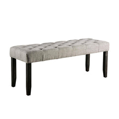 48 Inches Bench with Tufted Seat and Chamfered Legs, Light Gray By Benzara