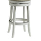 Nailhead Trim Round Leatherette Barstool with Flared Legs, White By Benzara | Bar Stools | Modishstore - 4