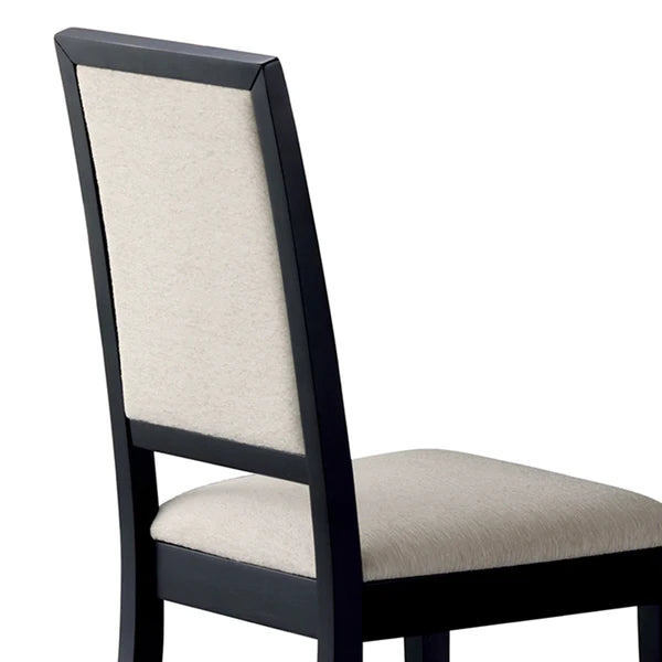 Wooden Dining Side Chair With Cream Upholstered seat And Back, Black, Set of 2 By Benzara | Dining Chairs | Modishstore - 4