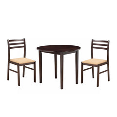 Transitional Style 3 Piece Wooden Dining Table and Chair Set, Brown By Benzara