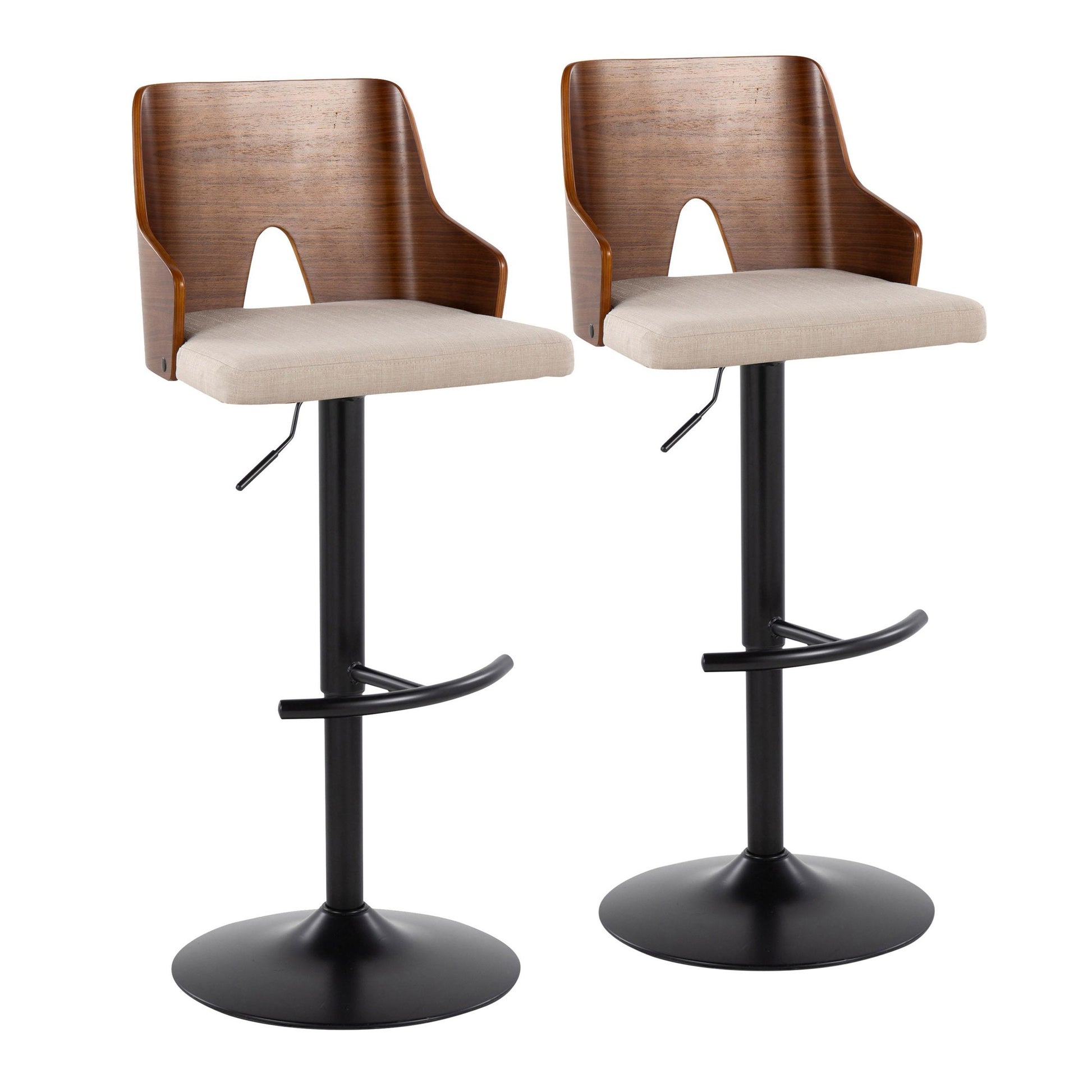 Ariana Adjustable Barstool - Set of 2 By LumiSource - BS-ARIA RNT2 BKWLBG2 | Bar Stools | Modishstore - 5