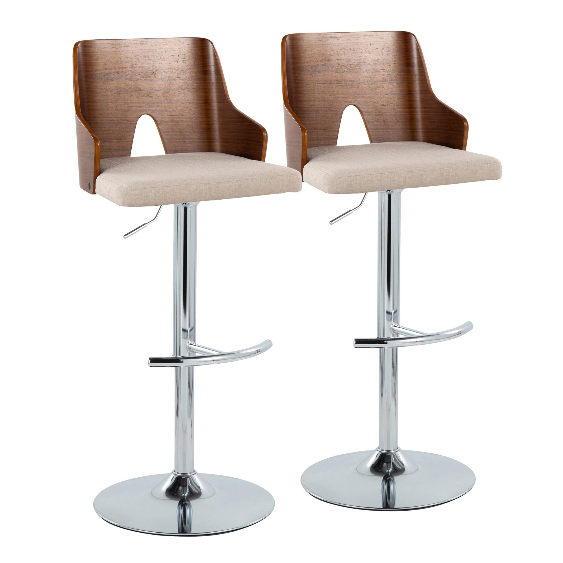 Ariana Adjustable Barstool - Set of 2 By LumiSource - BS-ARIA RNT2 CHRWLBG2 | Bar Stools | Modishstore - 5