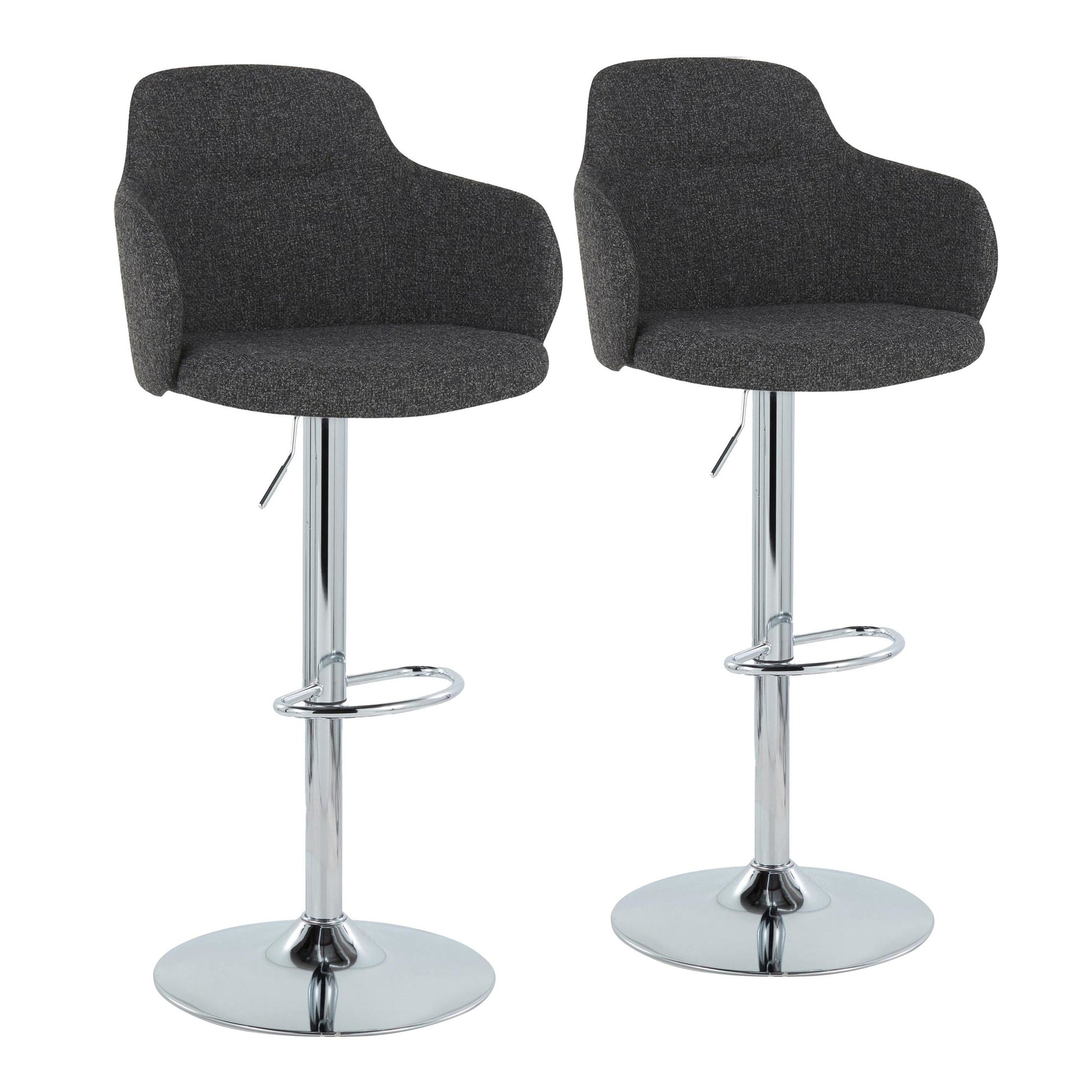 Boyne Adjustable Barstool - Set of 2 By LumiSource - BS-BOYNEFB-OV2 CHRDGY2 | Bar Stools | Modishstore - 3