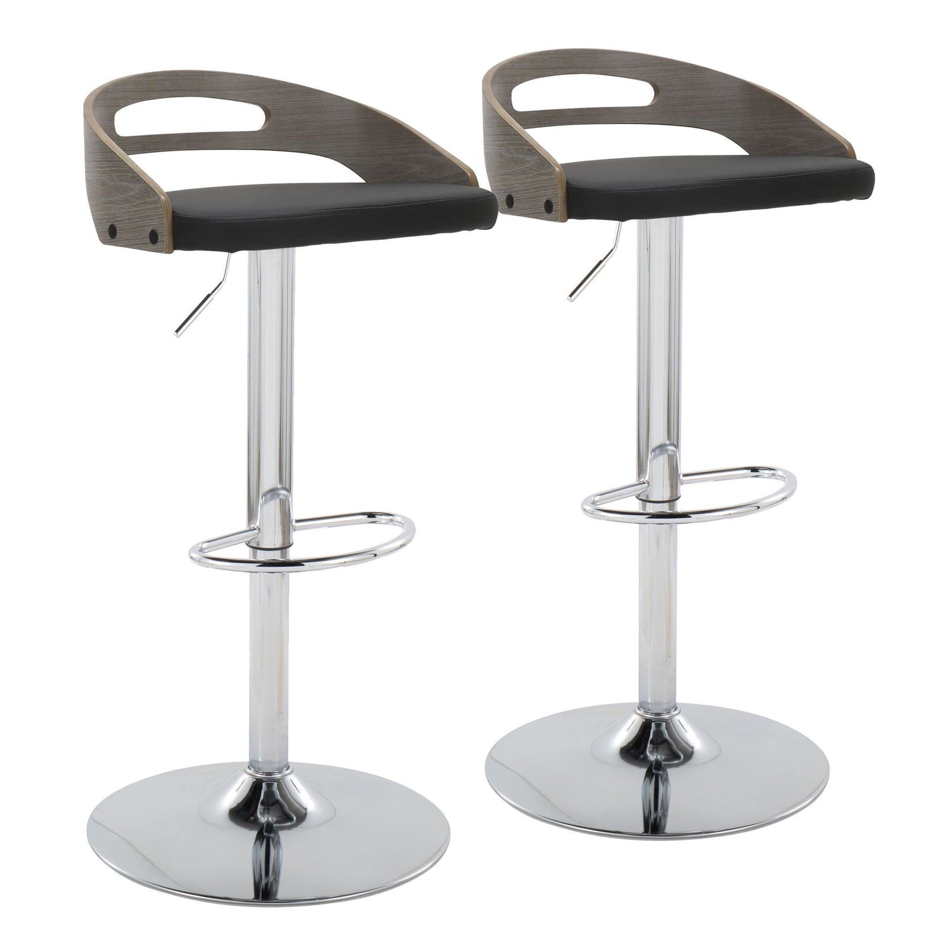 Cassis Adjustable Barstool - Set of 2 By LumiSource - BS-CASSISPU-OV2 CHRLGYBK2 | Bar Stools | Modishstore - 4