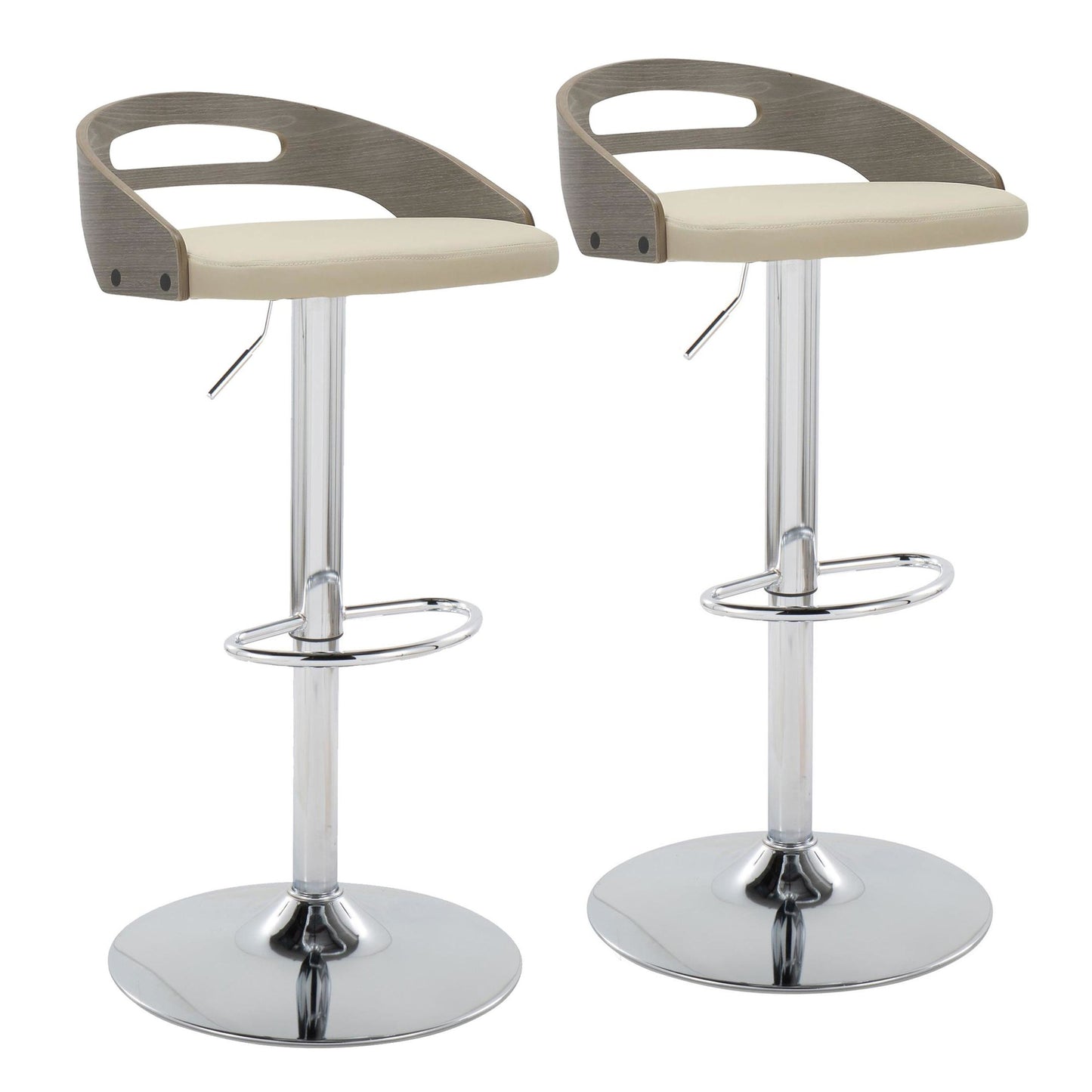 Cassis Adjustable Barstool - Set of 2 By LumiSource - BS-CASSISPU-OV2 CHRLGYCR2 | Bar Stools | Modishstore - 4