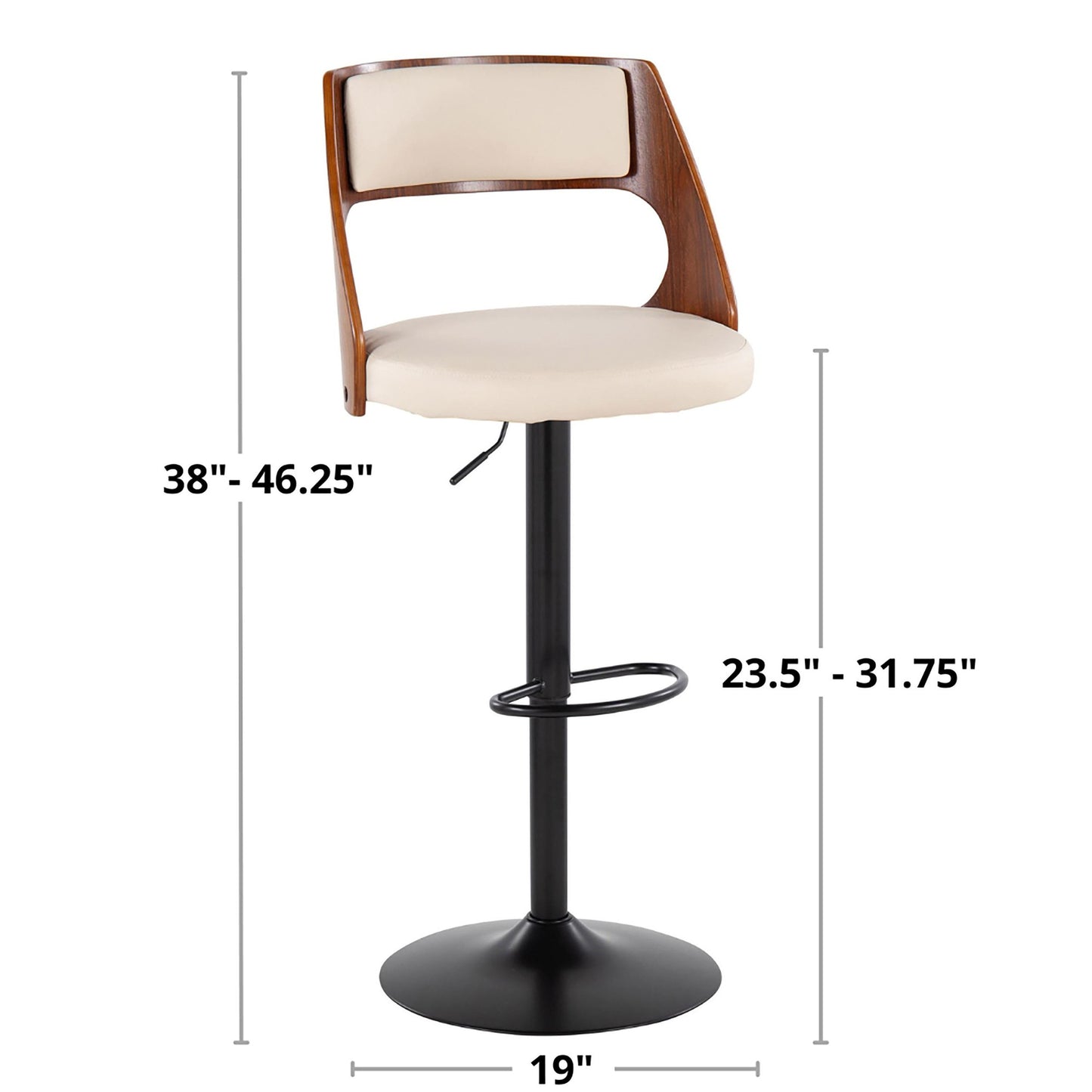 Cecina Adjustable Height Barstool - Set of 2 White By LumiSource | Bar Stools | Modishstore - 7