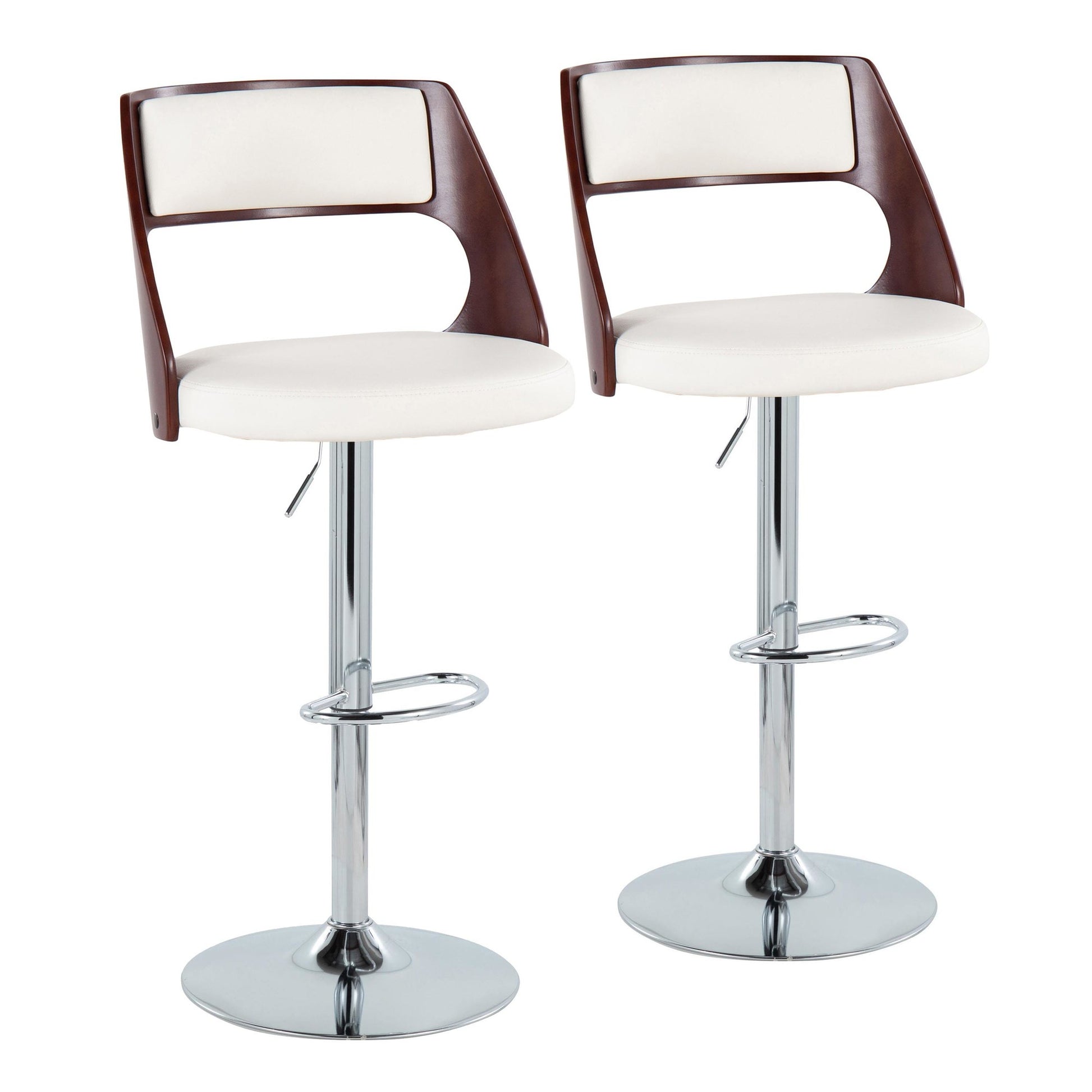 Cecina Adjustable Height Barstool - Set of 2 White By LumiSource | Bar Stools | Modishstore