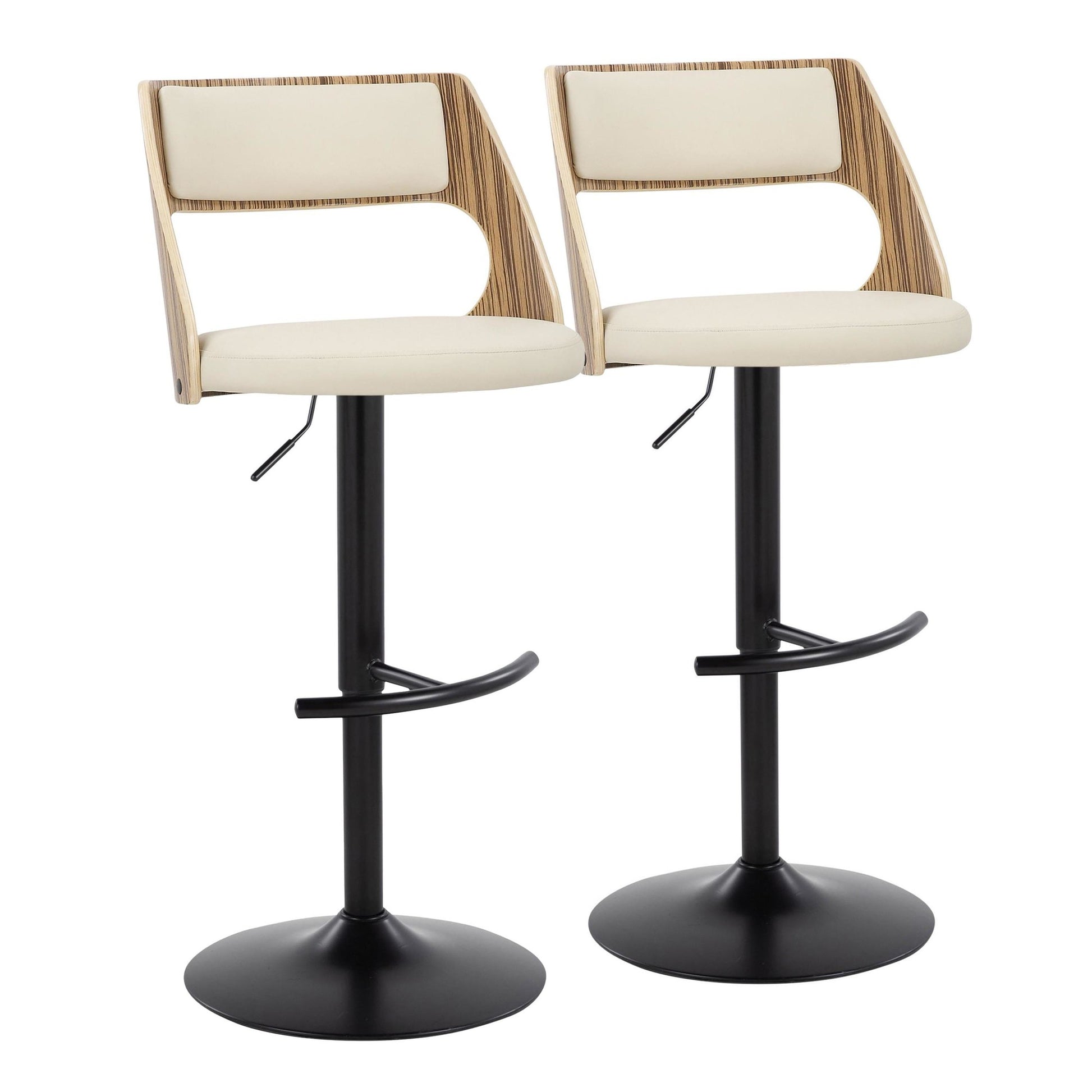 Cecina Adjustable Barstool - Set of 2 By LumiSource - BS-CECINAPU-RT2 BKZBCR2 | Bar Stools | Modishstore - 5