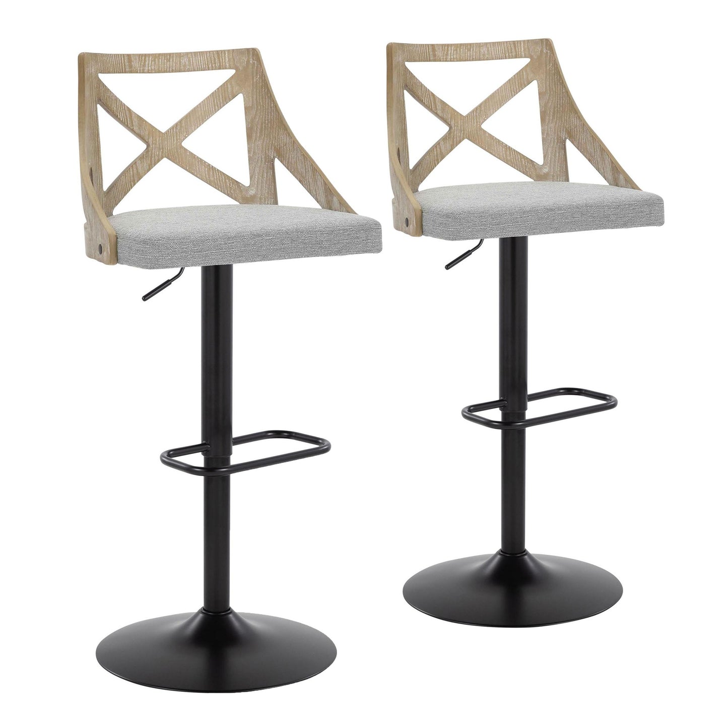 Charlotte Adjustable Barstool - Set of 2 By LumiSource - BS-CHARLOTFB-RR2 BKLGYCR2 | Bar Stools | Modishstore - 22