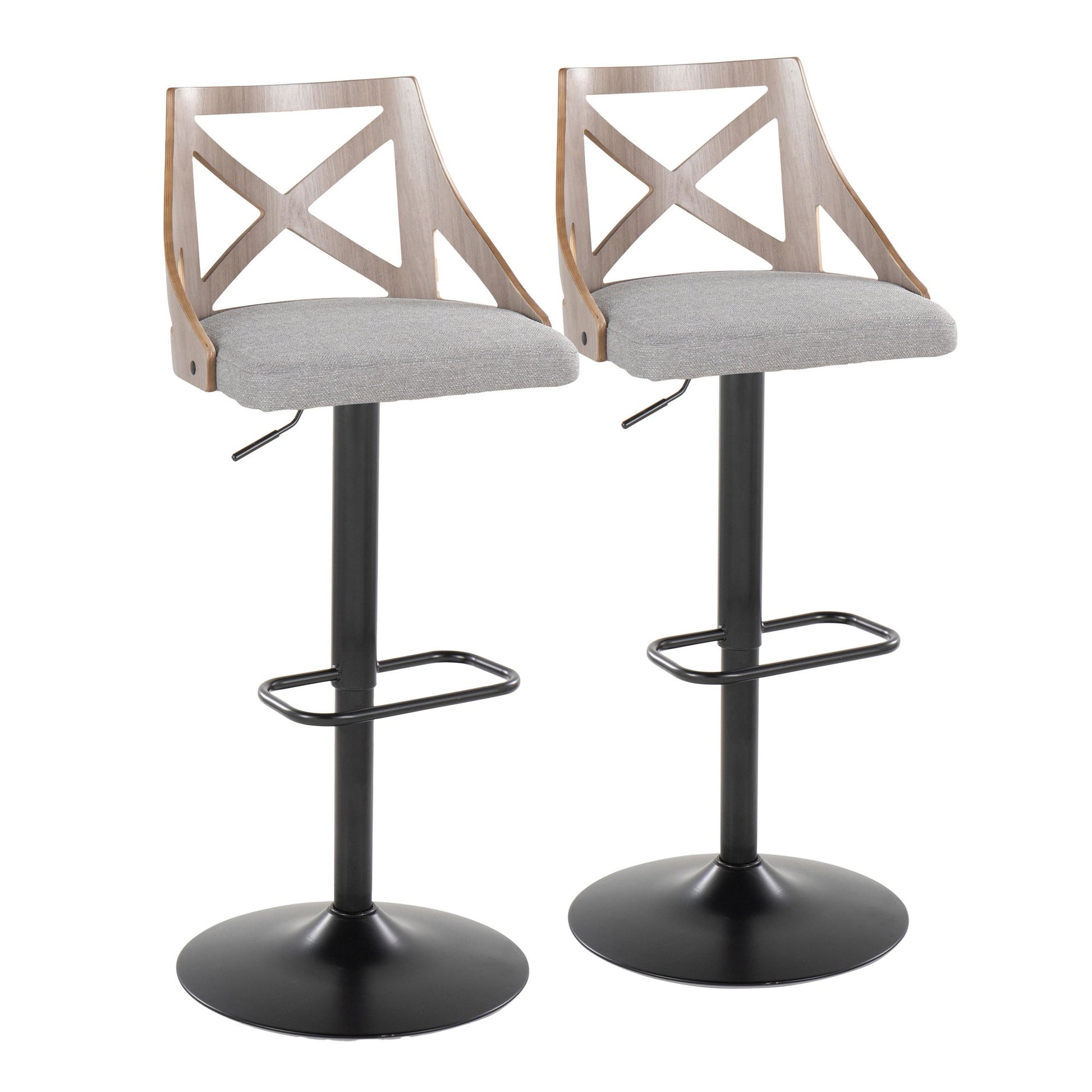 Charlotte Adjustable Barstool - Set of 2 By LumiSource - BS-CHARLOTFB-RR2 BKLGYCR2 | Bar Stools | Modishstore - 14