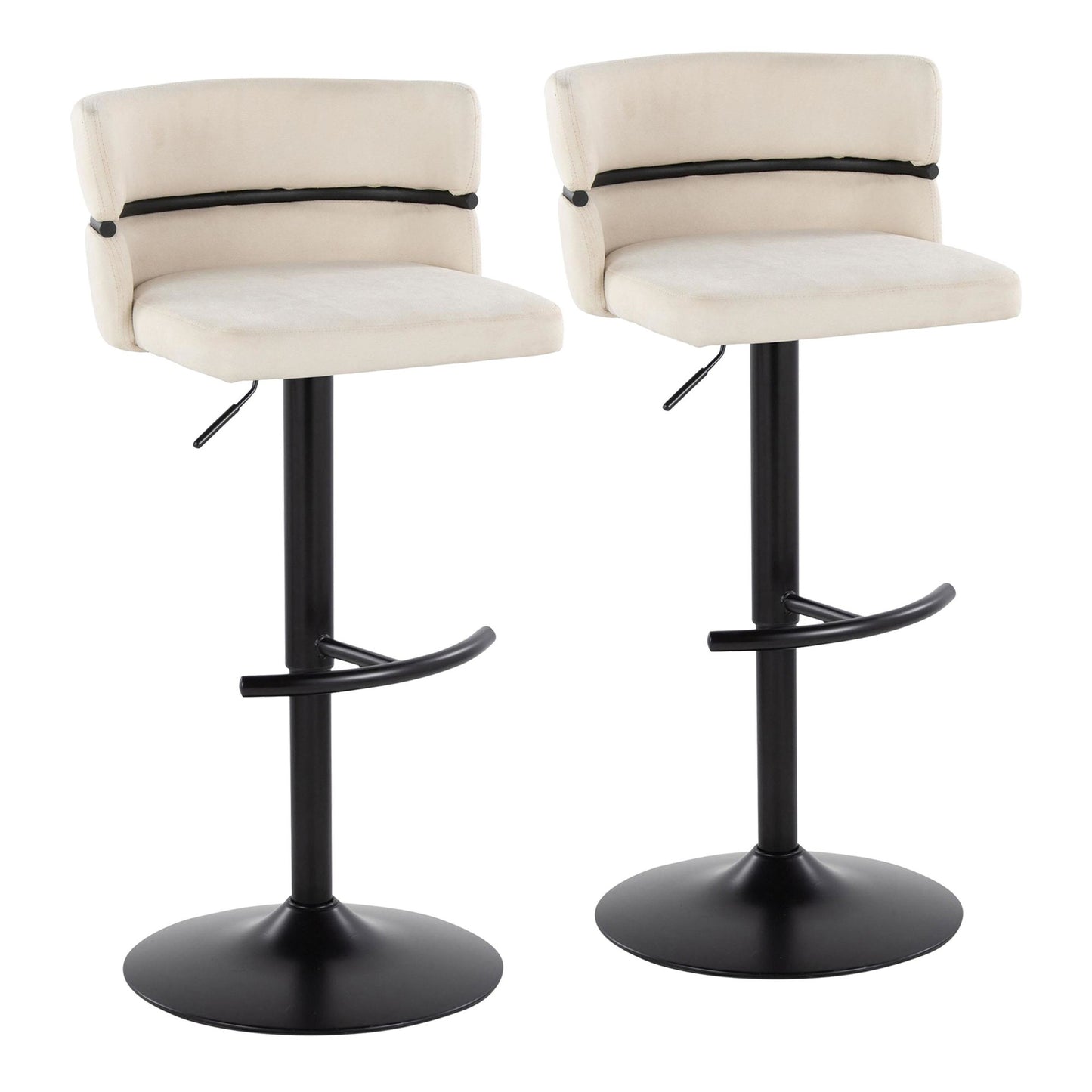 Cinch Adjustable Barstool - Set of 2 By LumiSource - BS-CINCH-RNT2 BKBKCR2 | Bar Stools | Modishstore - 3