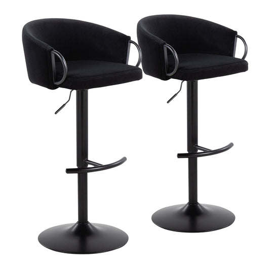 Claire Adjustable Barstool - Set of 2 By LumiSource - BS-CLAIREV-RT2 BKBKBK2 | Bar Stools | Modishstore