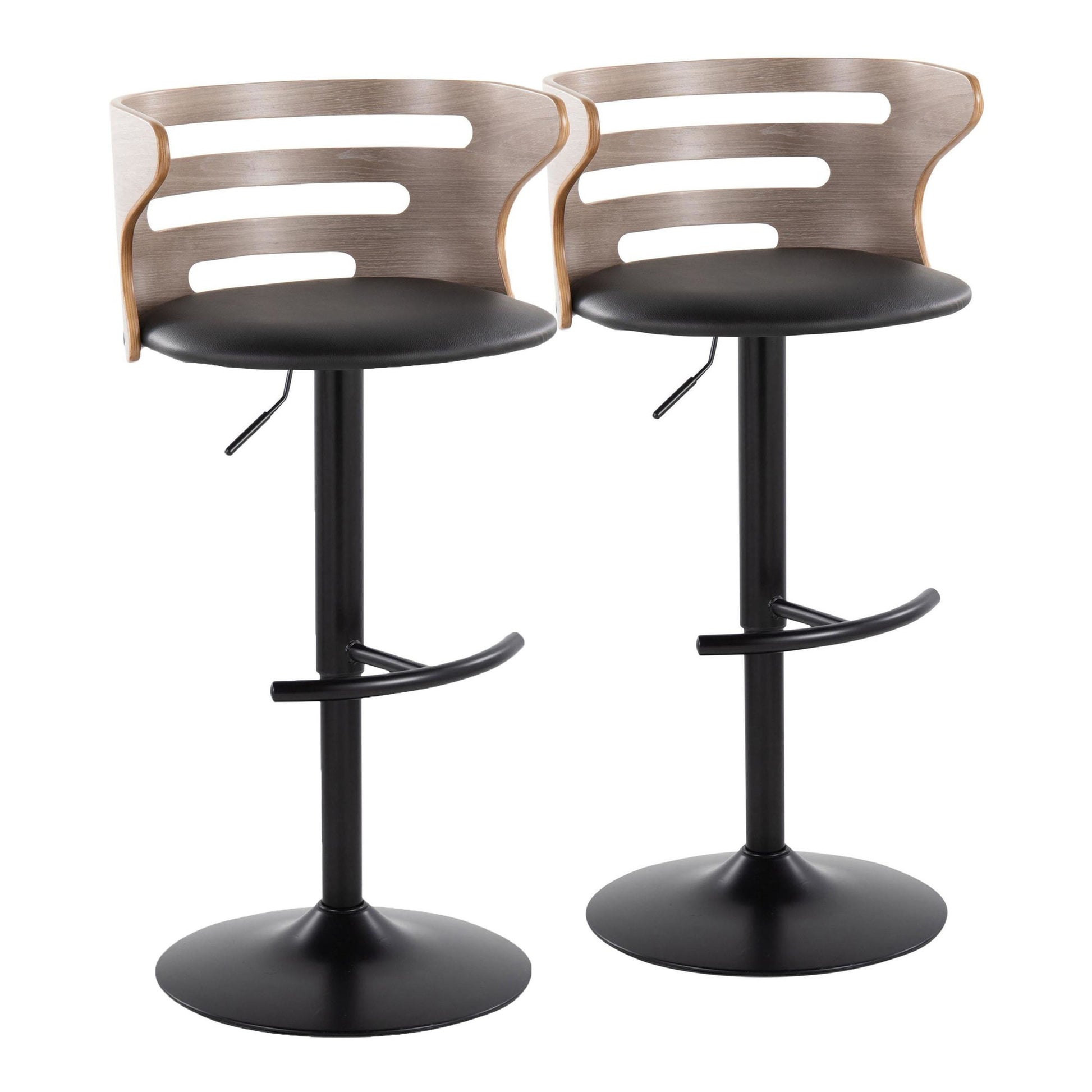 Cosi Adjustable Barstool - Set of 2 By LumiSource - BS-COSIPU-RT2 BKLGYBK2 | Bar Stools | Modishstore