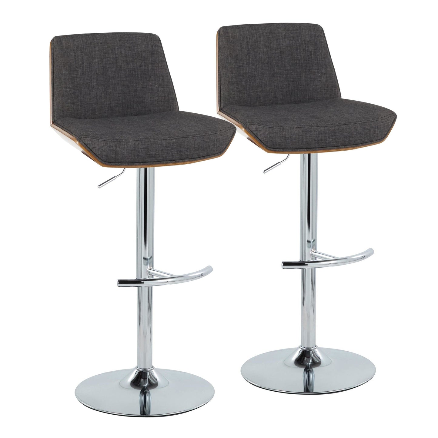 Corazza Adjustable Barstool - Set of 2 By LumiSource - BS-CRZZFB-RT2 CHRWLCHAR2 | Bar Stools | Modishstore - 3