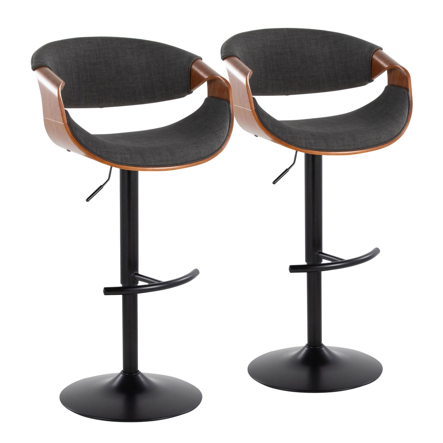 Curvo Adjustable Barstool - Set of 2 By LumiSource - BS-CURVO-RT2 BKWLBU2 | Bar Stools | Modishstore - 13