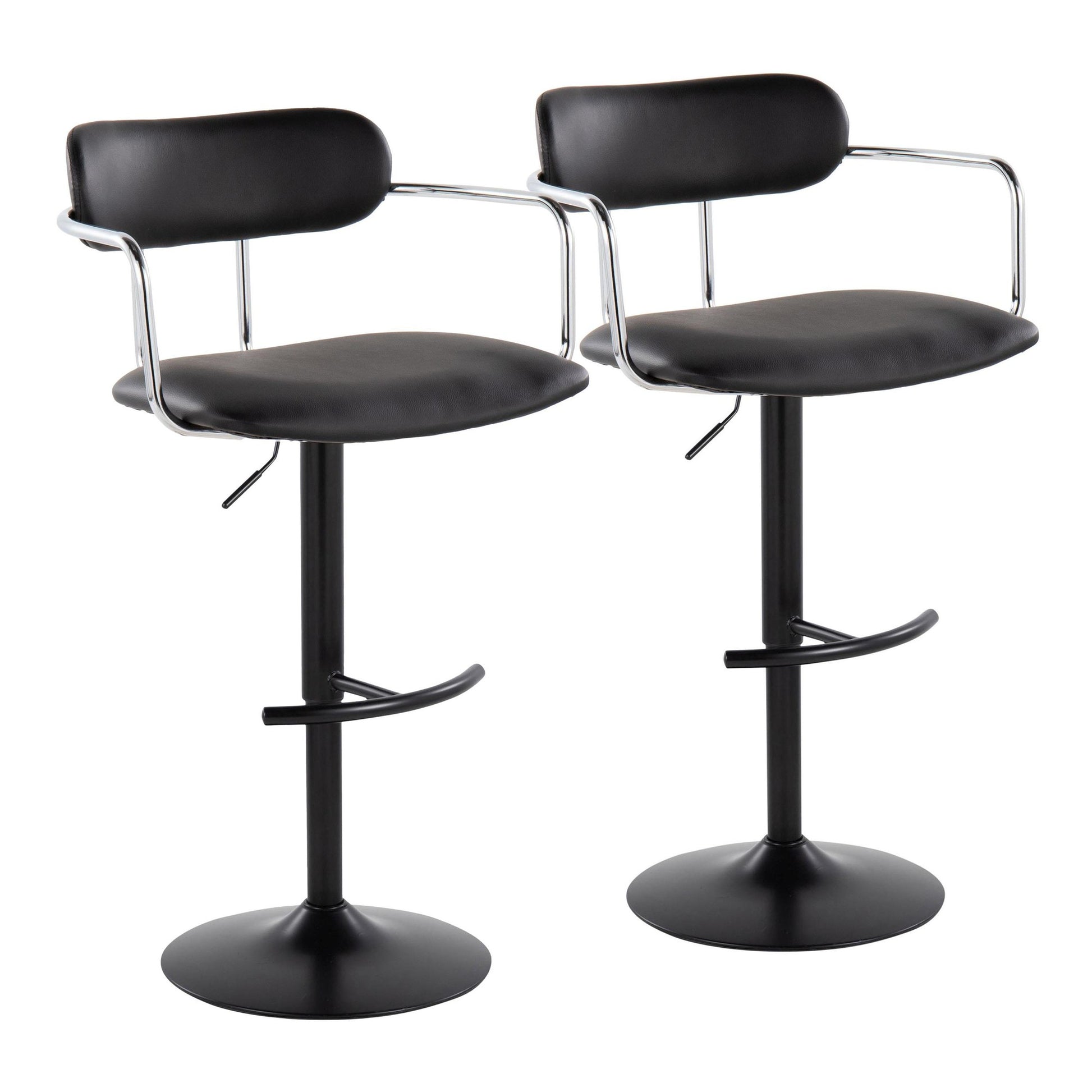 Demi Adjustable Barstool - Set of 2 By LumiSource - BS-DEMIPU-RT2 BKCHRBK2 | Bar Stools | Modishstore - 4