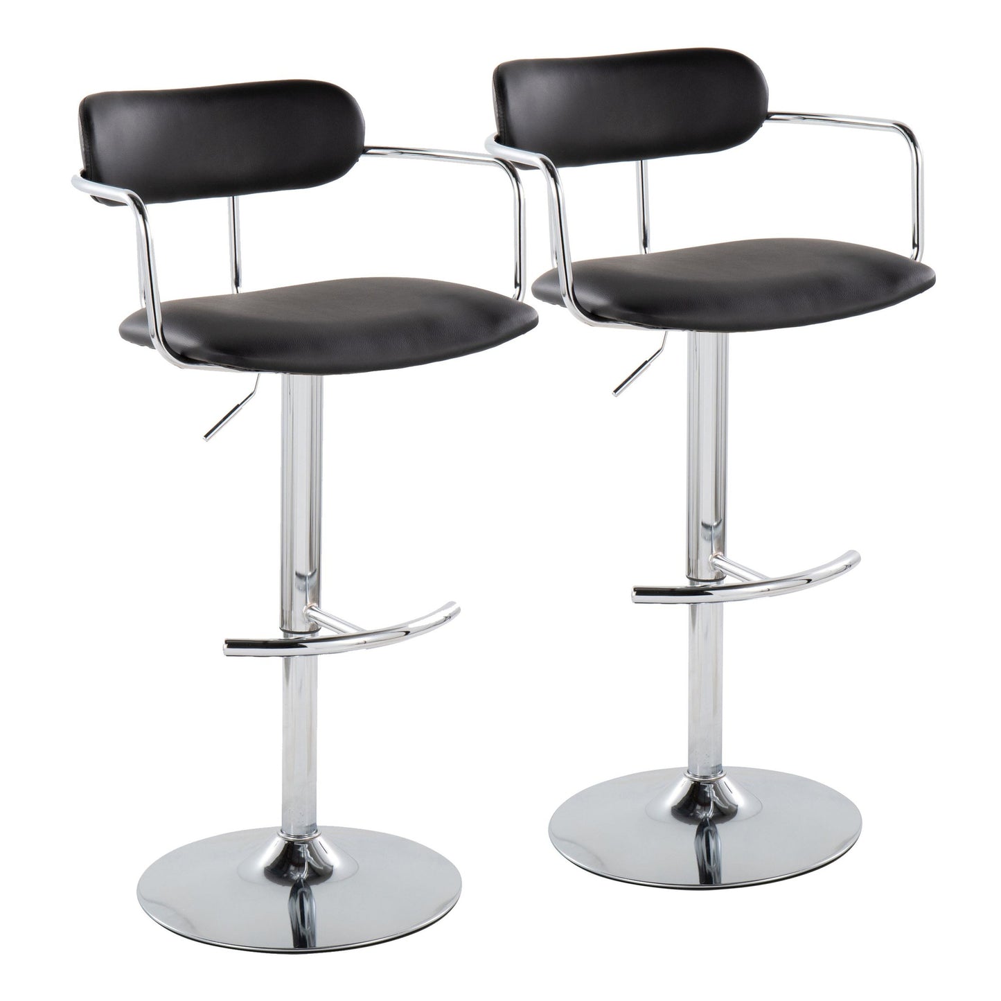 Demi Adjustable Barstool - Set of 2 By LumiSource - BS-DEMIPU-RT2 CHRCHRBK2 | Bar Stools | Modishstore - 4