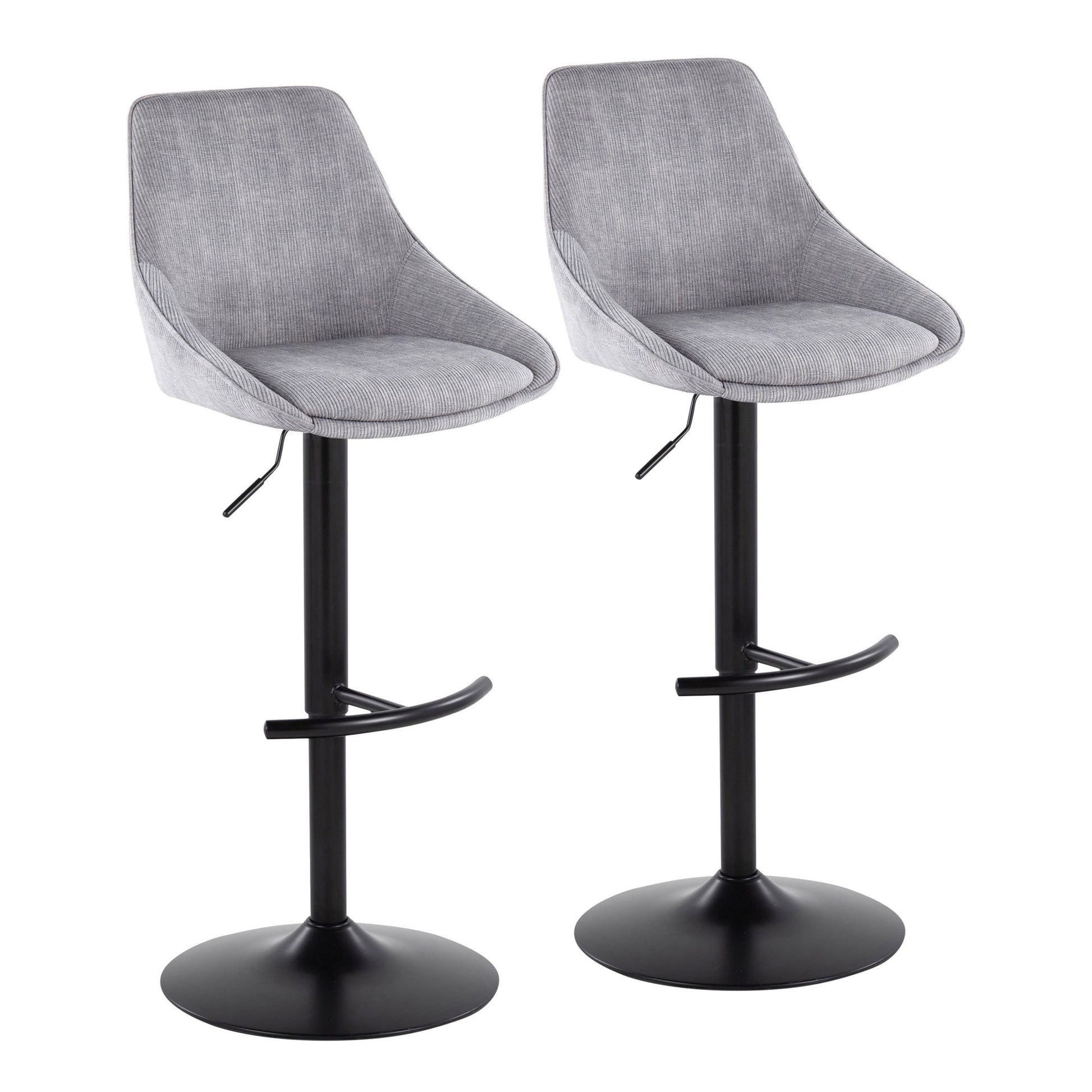 Diana Adjustable Barstool - Set of 2 By LumiSource - BS-DIANACOR-RT2 BKGY2 | Bar Stools | Modishstore - 3