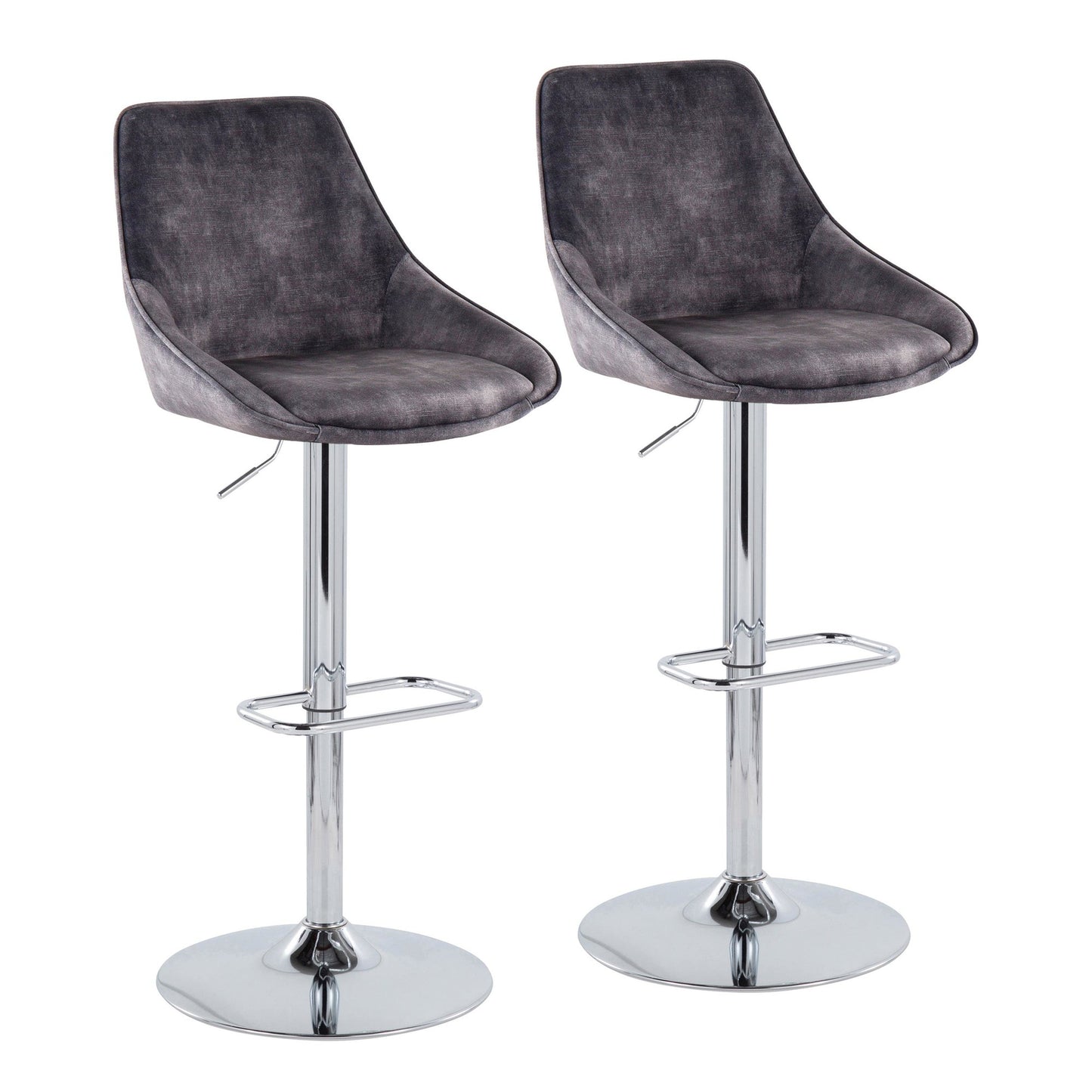 Diana Adjustable Barstool - Set of 2 By LumiSource - BS-DIANAV-RR2 CHRGY2 | Bar Stools | Modishstore - 5