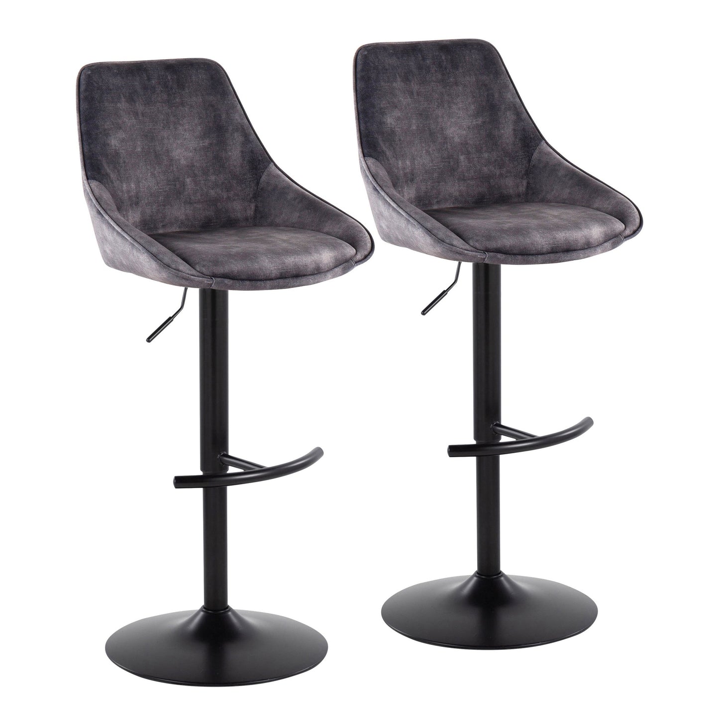 Diana Adjustable Barstool - Set of 2 By LumiSource - BS-DIANAV-RT2 BKGY2 | Bar Stools | Modishstore - 3