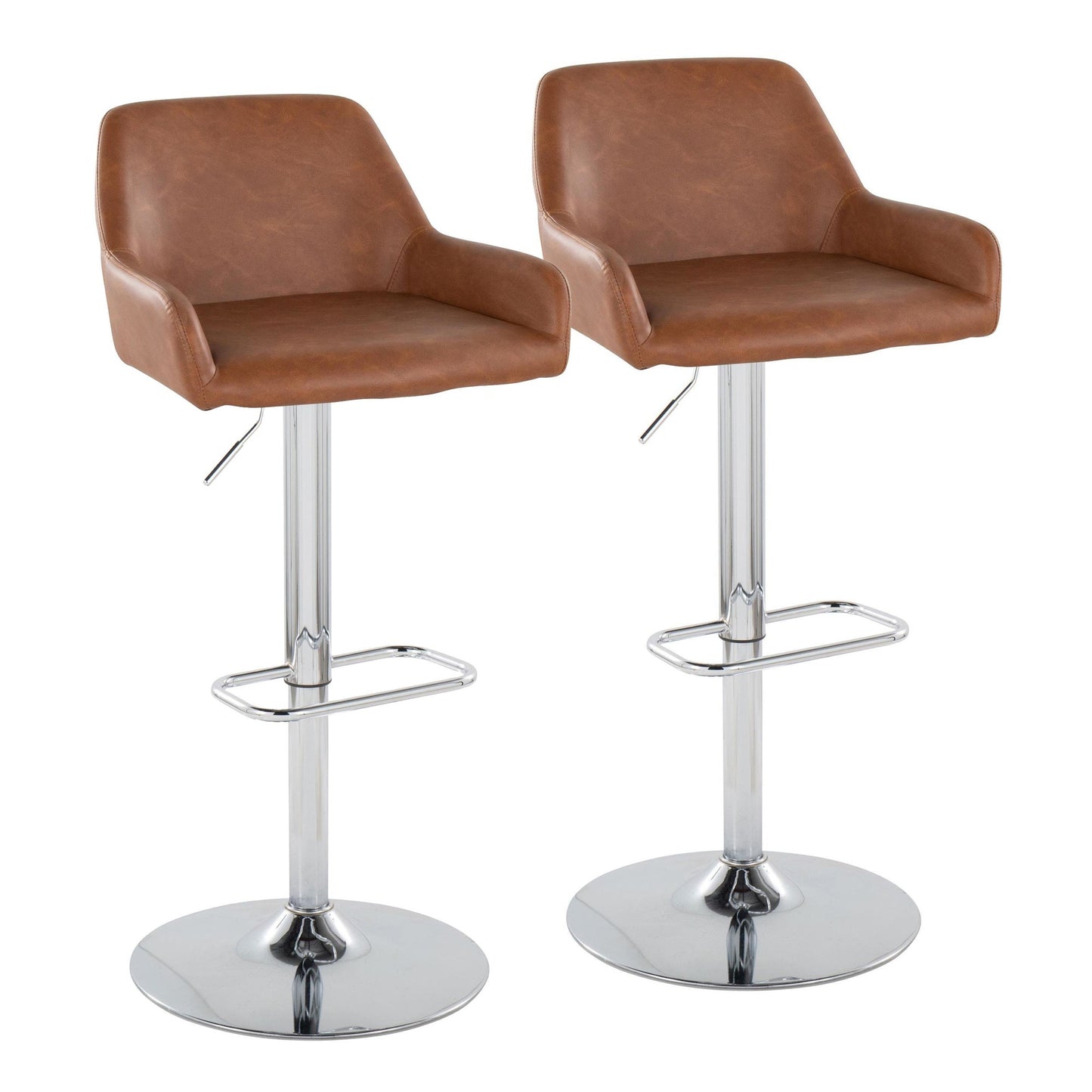 Daniella Adjustable Barstool - Set of 2 By LumiSource - BS-DNLAPU-RR2 CHRCAM2 | Bar Stools | Modishstore - 5