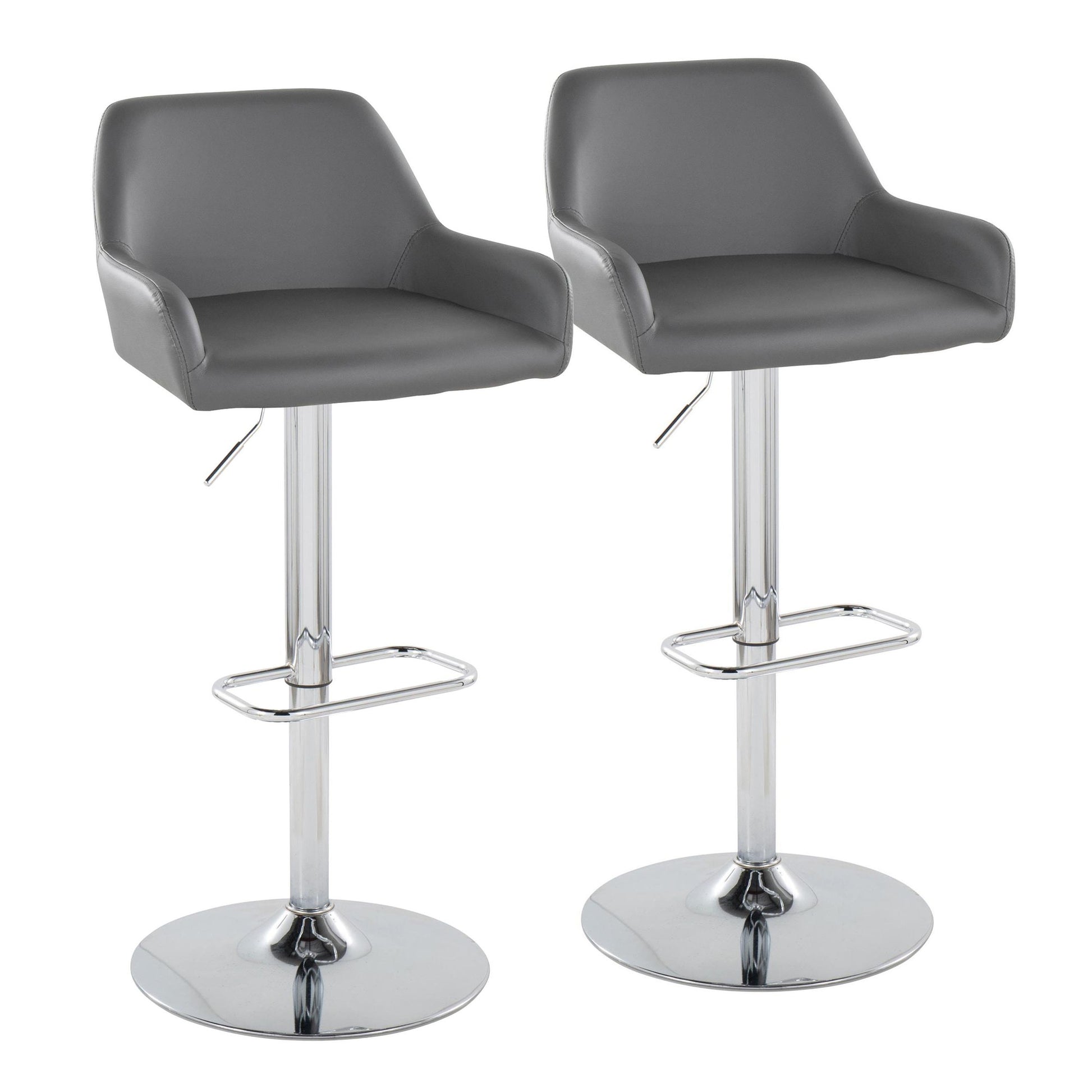 Daniella Adjustable Barstool - Set of 2 By LumiSource - BS-DNLAPU-RR2 CHRCAM2 | Bar Stools | Modishstore - 15