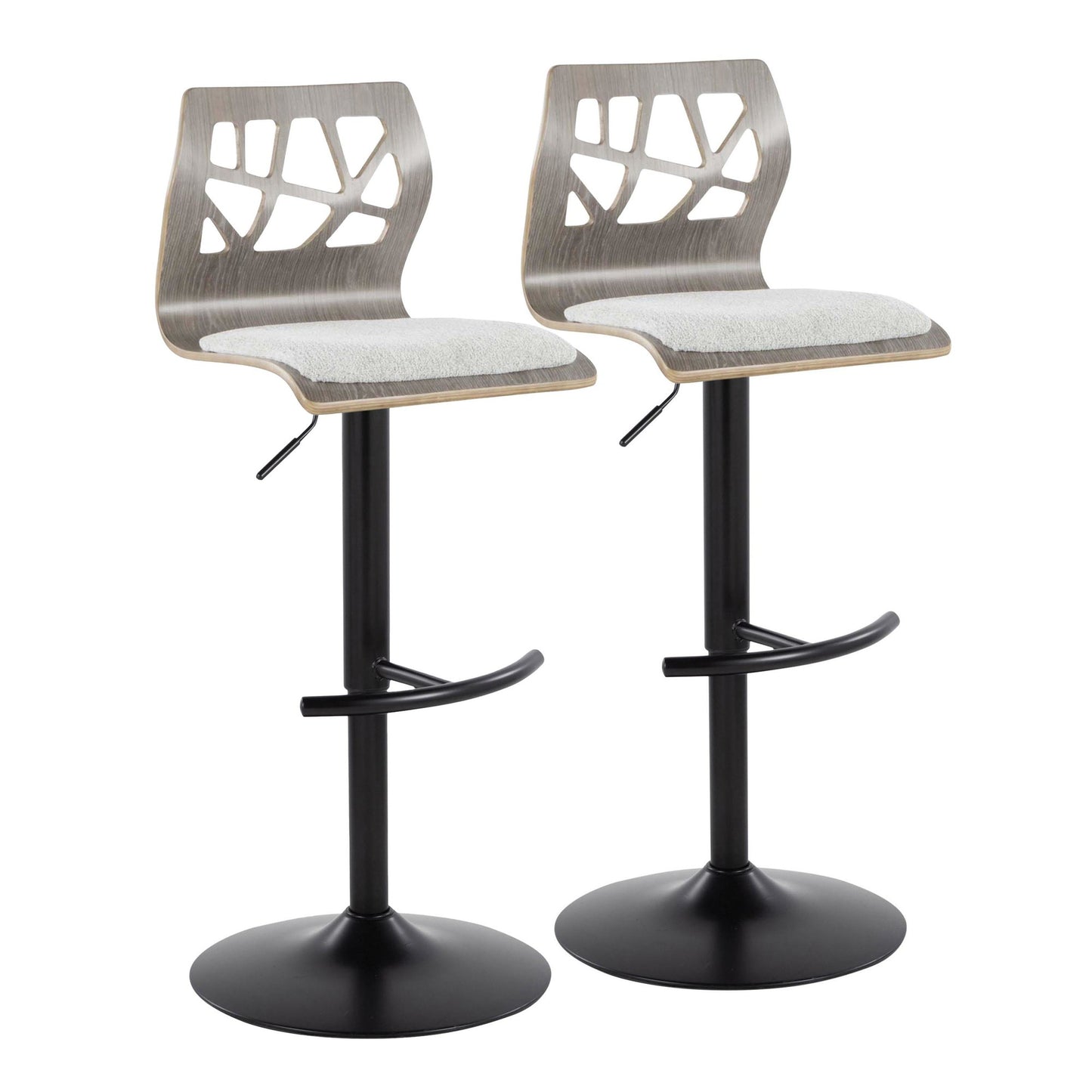 Folia Adjustable Barstool - Set of 2 By LumiSource - BS-FOLIAFB-RT2 BKLGYLGY2 | Bar Stools | Modishstore - 5