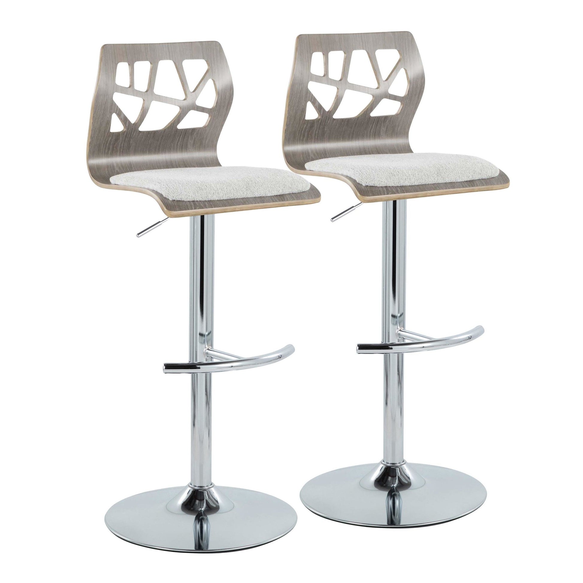 Folia Adjustable Barstool - Set of 2 By LumiSource - BS-FOLIAFB-RT2 CHRLGYLGY2 | Bar Stools | Modishstore - 5